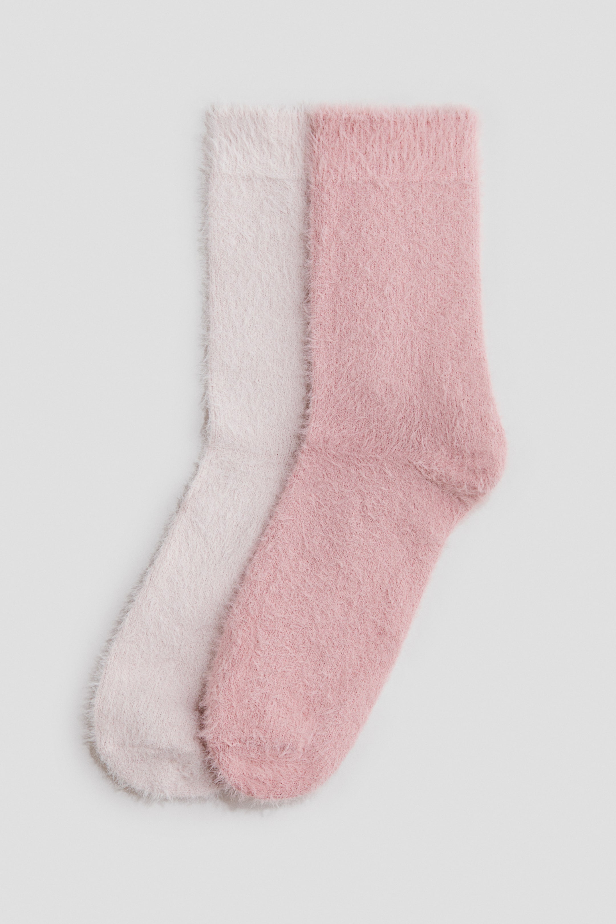 View larger image: 2-pack fluffy-knit socks - Dusty pink/Light pink - Kids | H&M 1