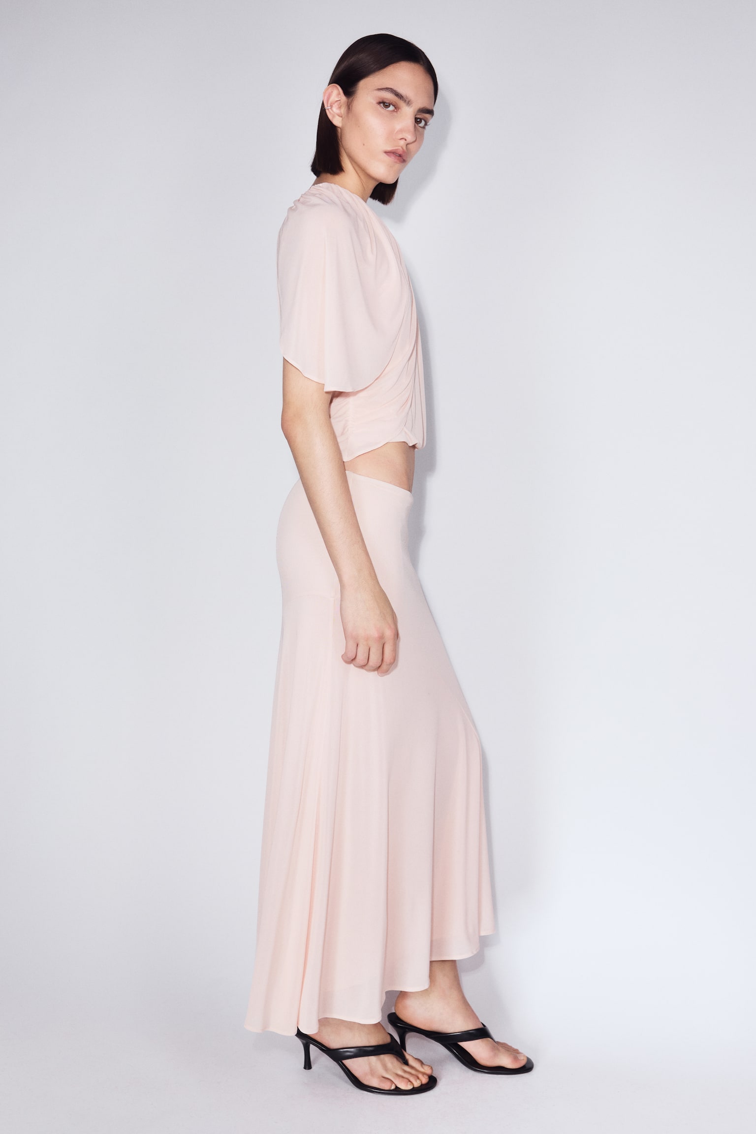 A-line midi skirt - Light pink - 1