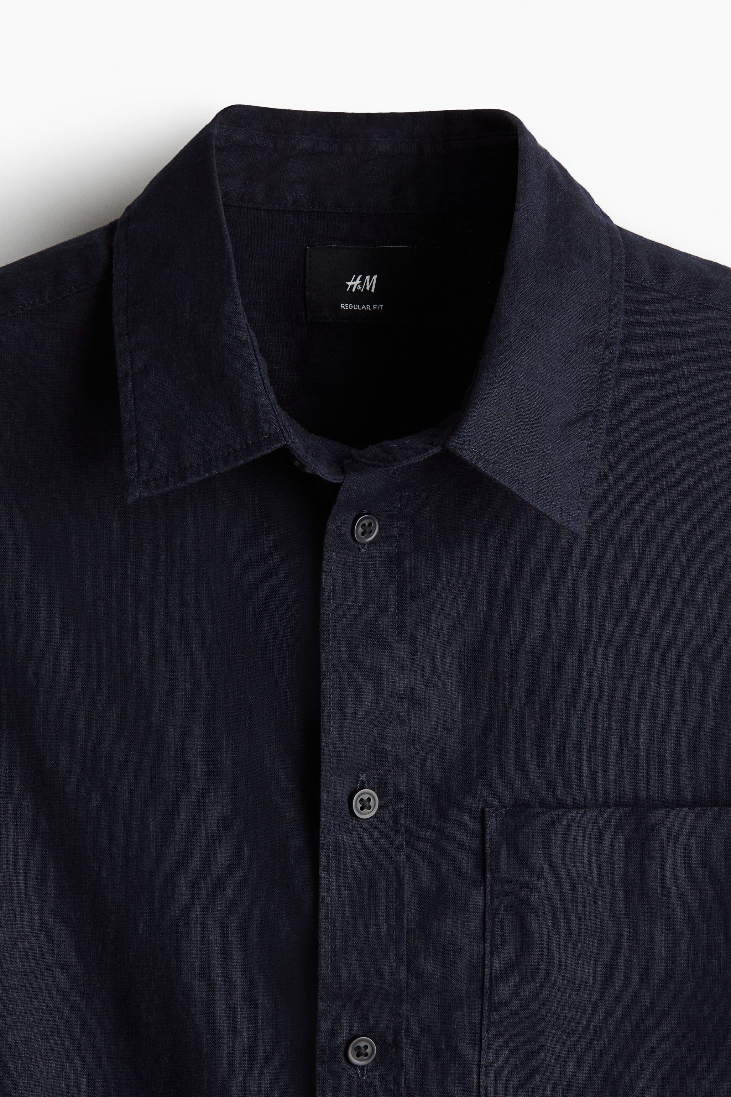 Chemise Homme H&M Manches Courtes Lin Mélangé Taille M Vert | Occasion Très Bon État