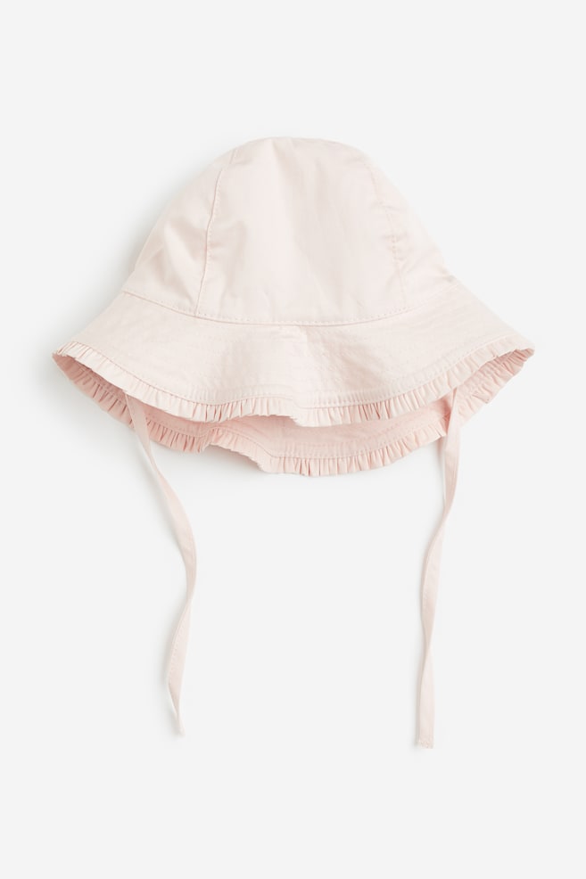Cotton sun hat - Light dusty pink/White - 1