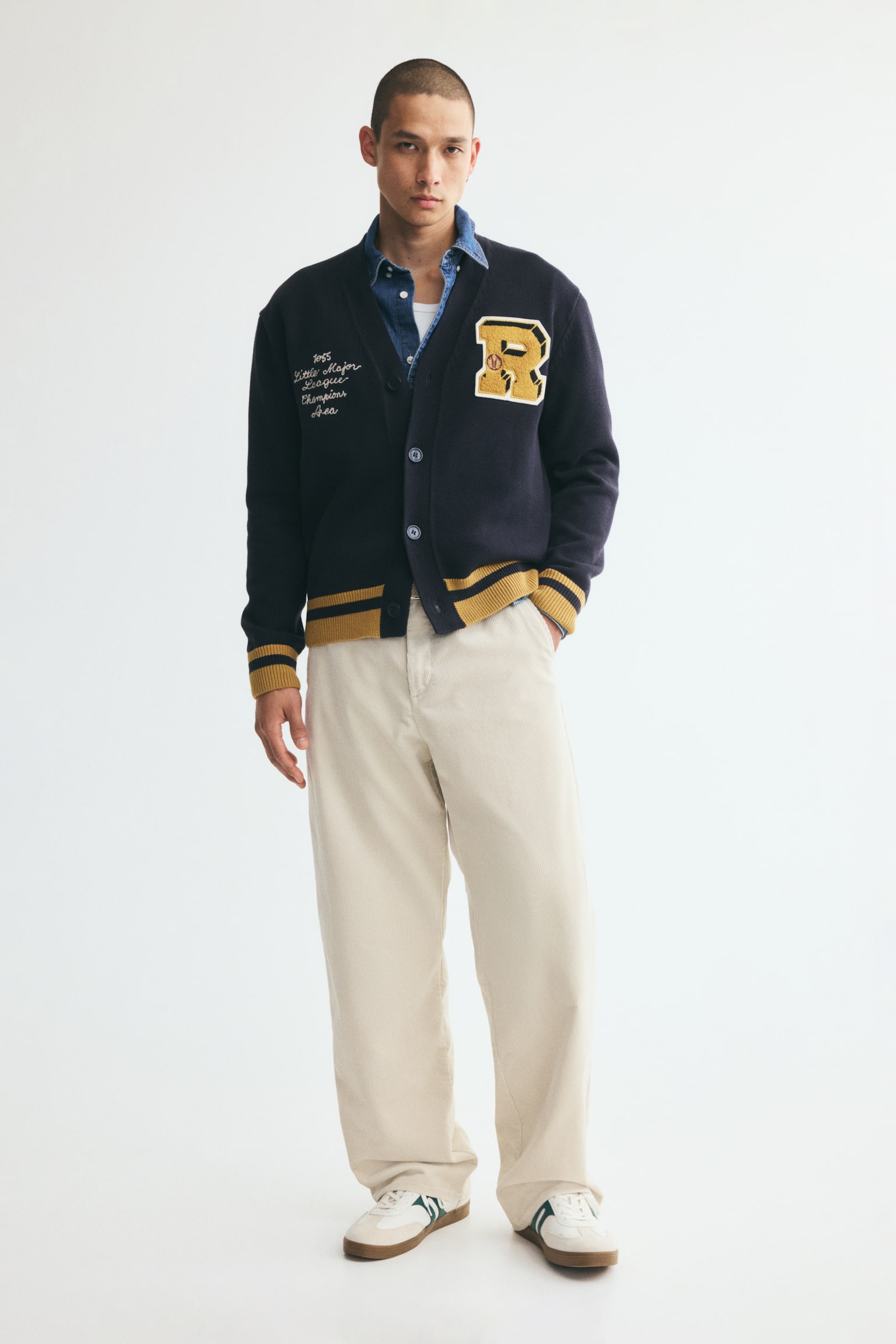 Мужской кардиган H&M Regular-Fit Embroidered, цвет: Тёмно-синий — фото 5