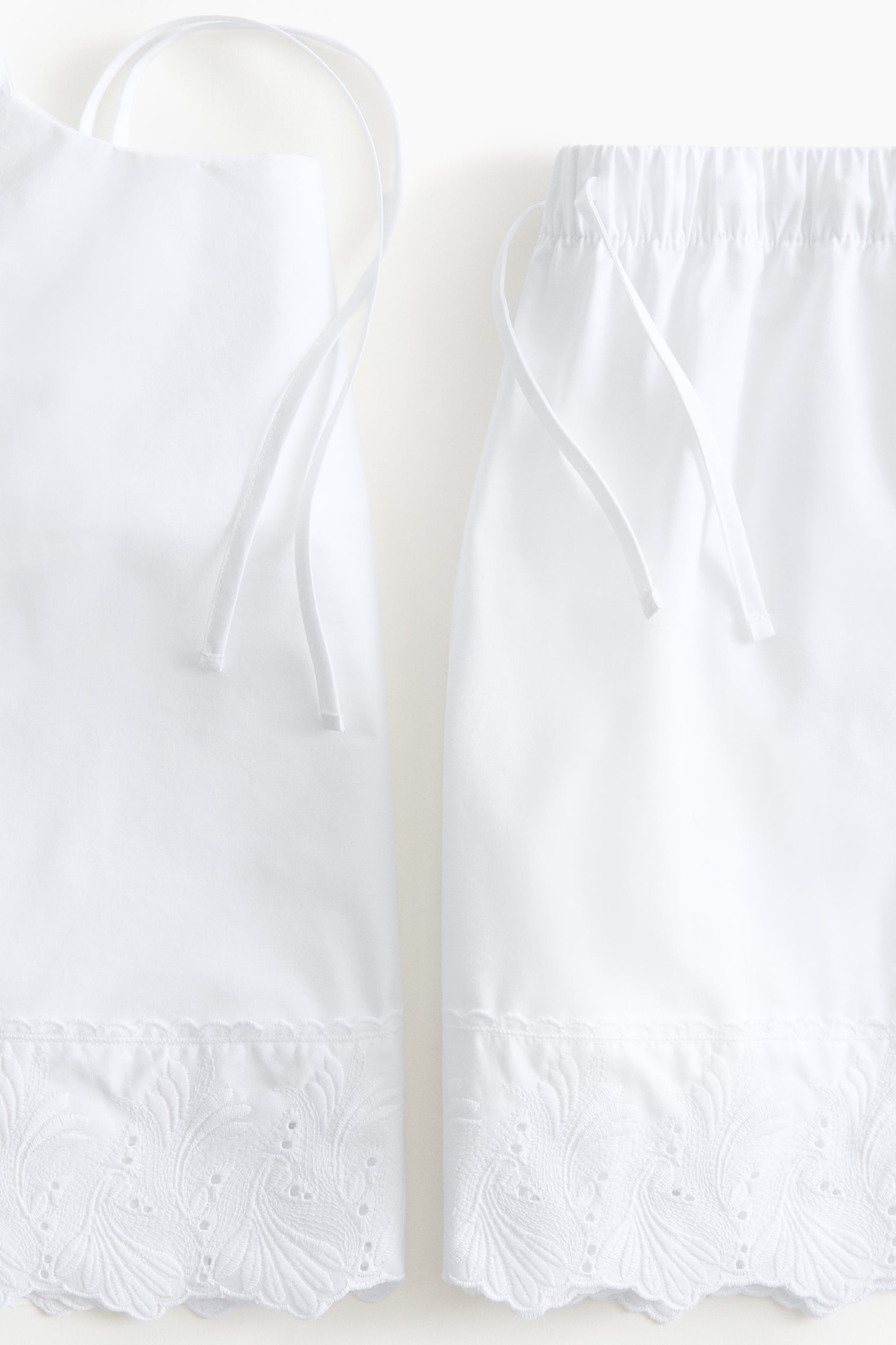 Пижама, вышивка, хлопок, шитьё — H&M, цвет: Белый — фото 4