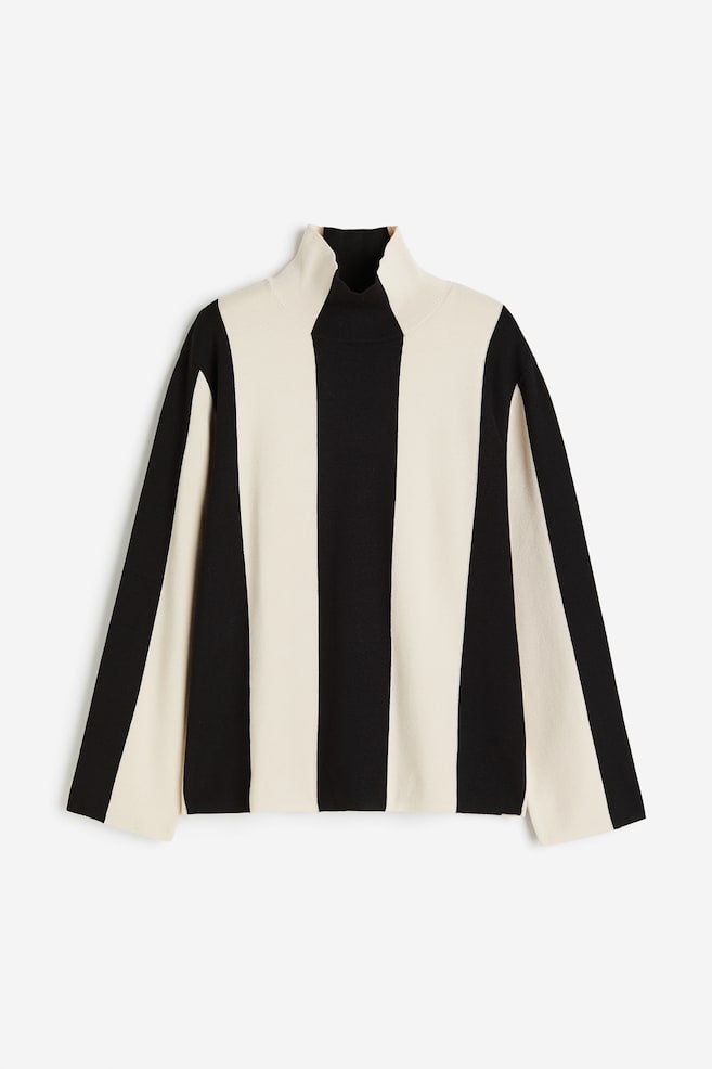 Turtleneck jumper - Natural white/Black striped/Cream/Striped/Black/Striped - 2