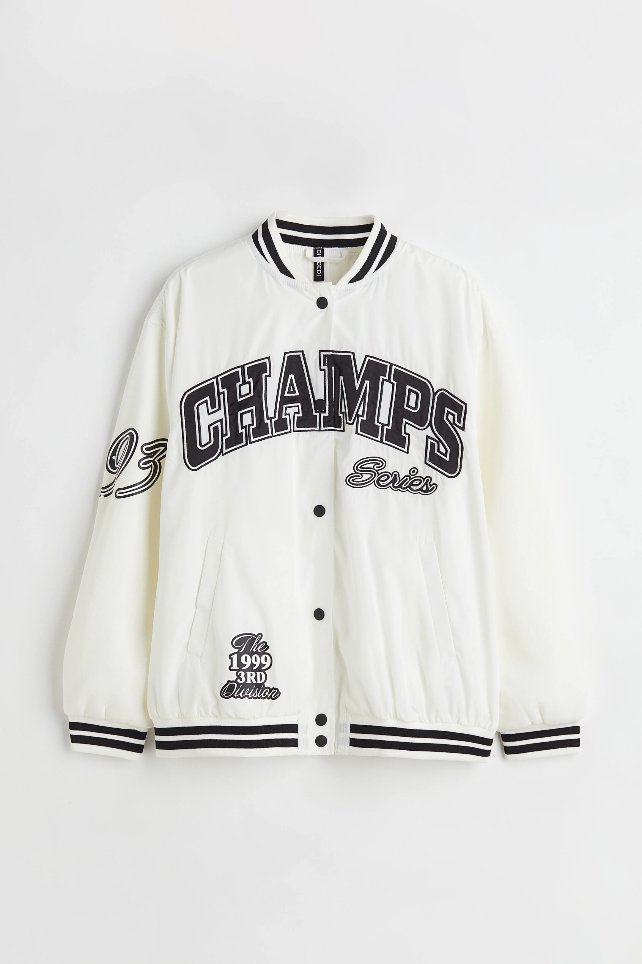 Veste de baseball brodée - Blanc/Champs - FEMME | H&M CA Veste de baseball brodée - Blanc/Champs - FEMME | H&M CA