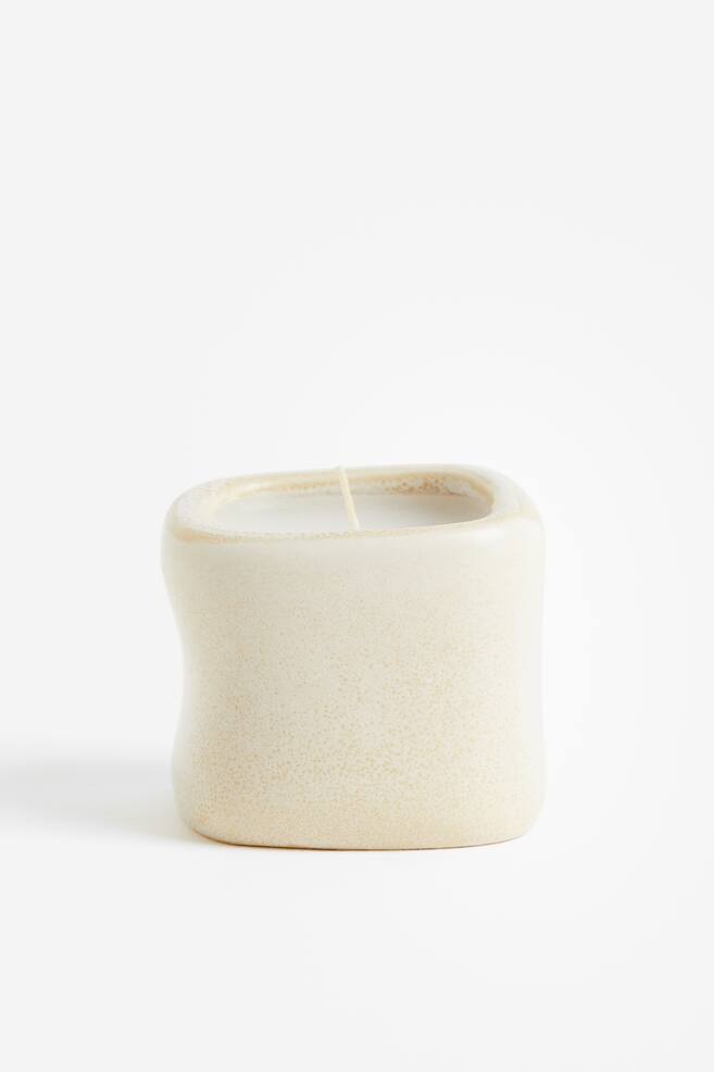 Scented candle in a ceramic holder - Natural white/Brown/Dark brown - 1
