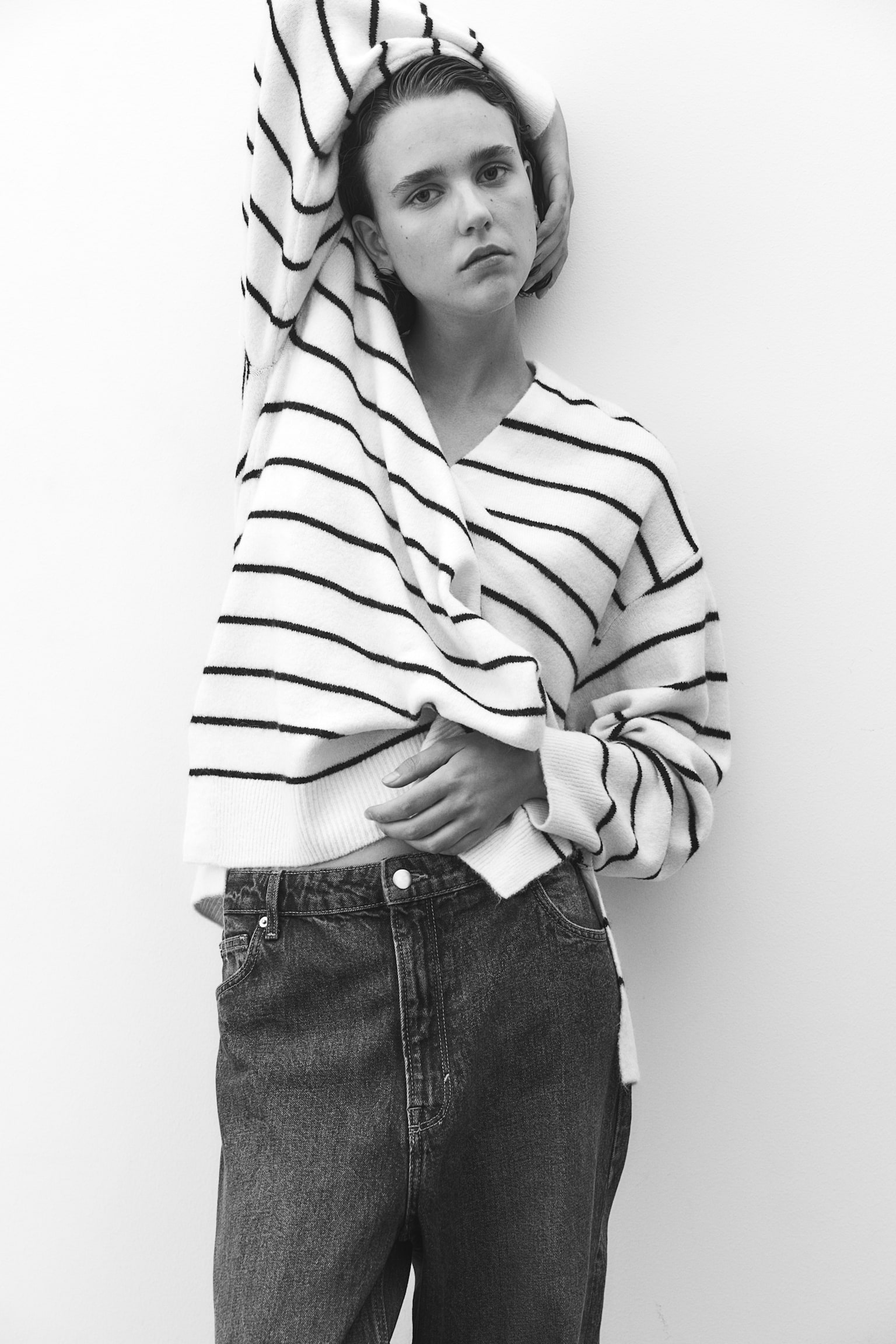 Oversized jumper - Cream/Striped/Black/Grey marl/White/Black/Striped/Pale yellow/Light beige/Black striped/Black/White striped - 1