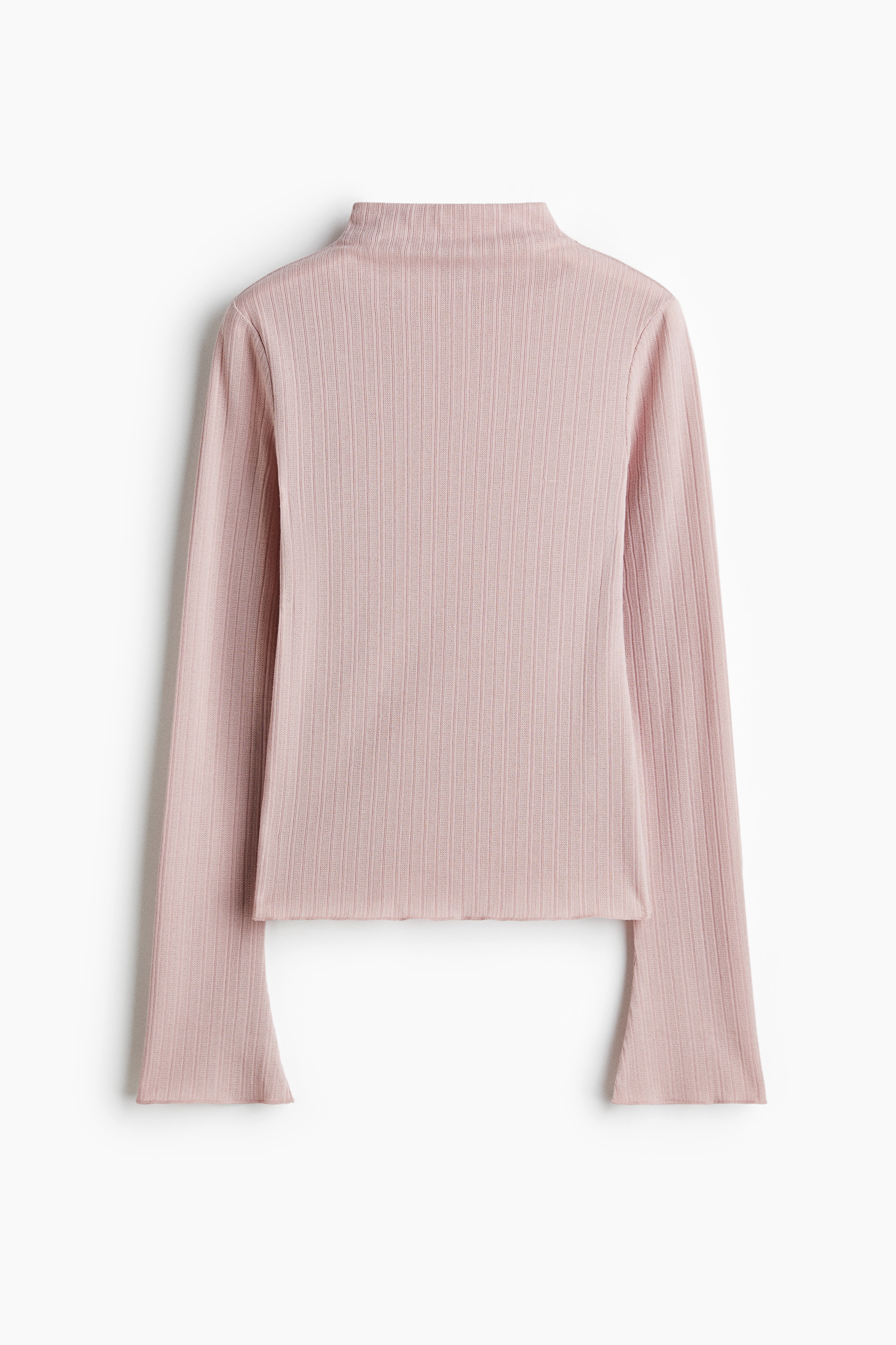 Ribbed Mock Turtleneck Top - Dusty pink/Light blue