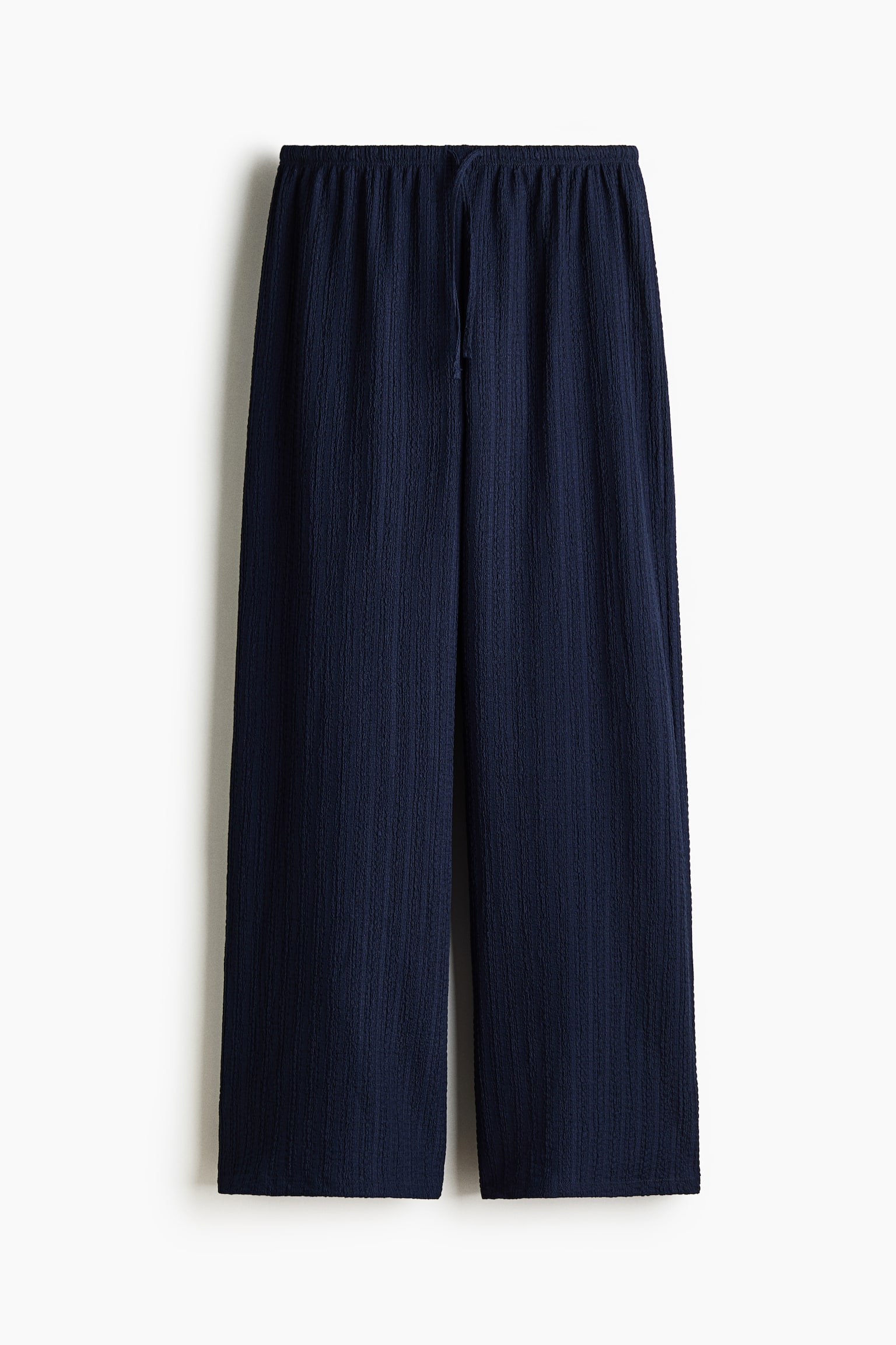 Textured jersey drawstring trousers - Dark blue/Light beige/Dark grey
