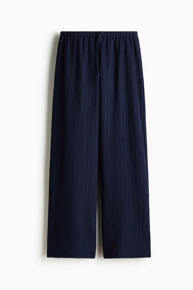 Textured Jersey Drawstring Pants - Dark blue - 1