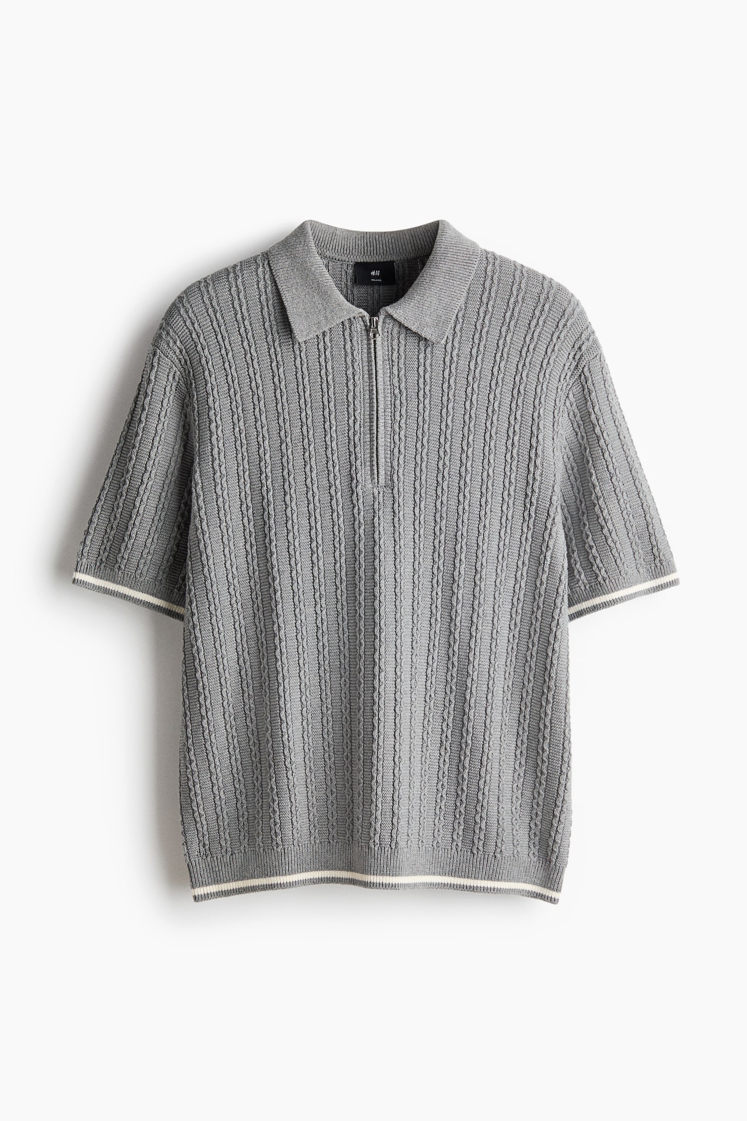 Relaxed Fit Zip-top polo shirt - Grey/Navy blue