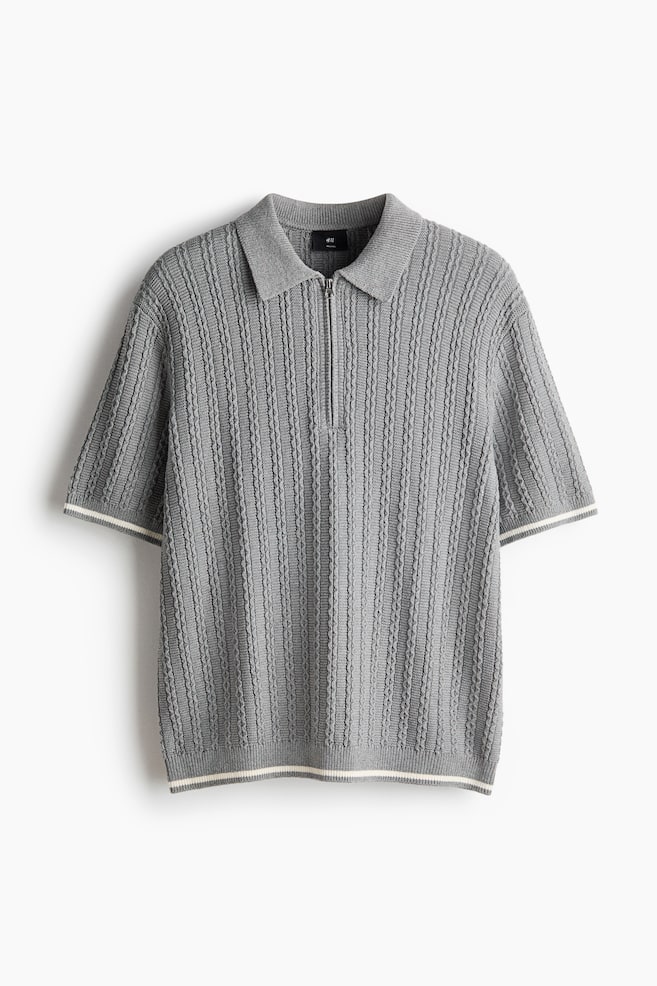 Playera polo Relaxed Fit con zíper - Gris/Crema/Azul marino - 1
