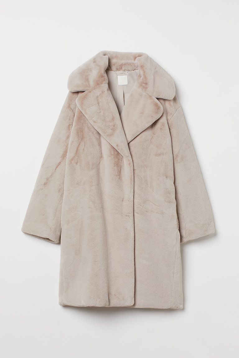 Kunstfell Fake Fur Mantel Hellblau Faux Fur Fellimitat Blau Fake