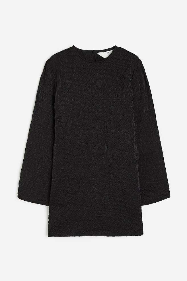 Textured-weave dress - Black - 1