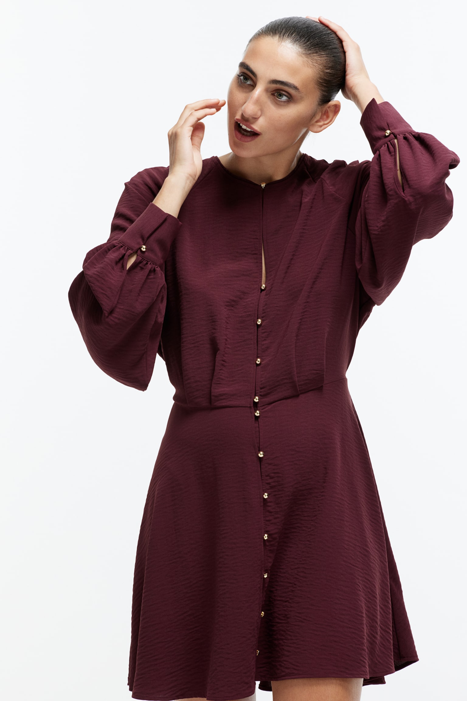 Long-sleeved dress - Burgundy/Black/White patterned/Dusty blue/Paisley-patterned/Black/Black/Patterned - 3