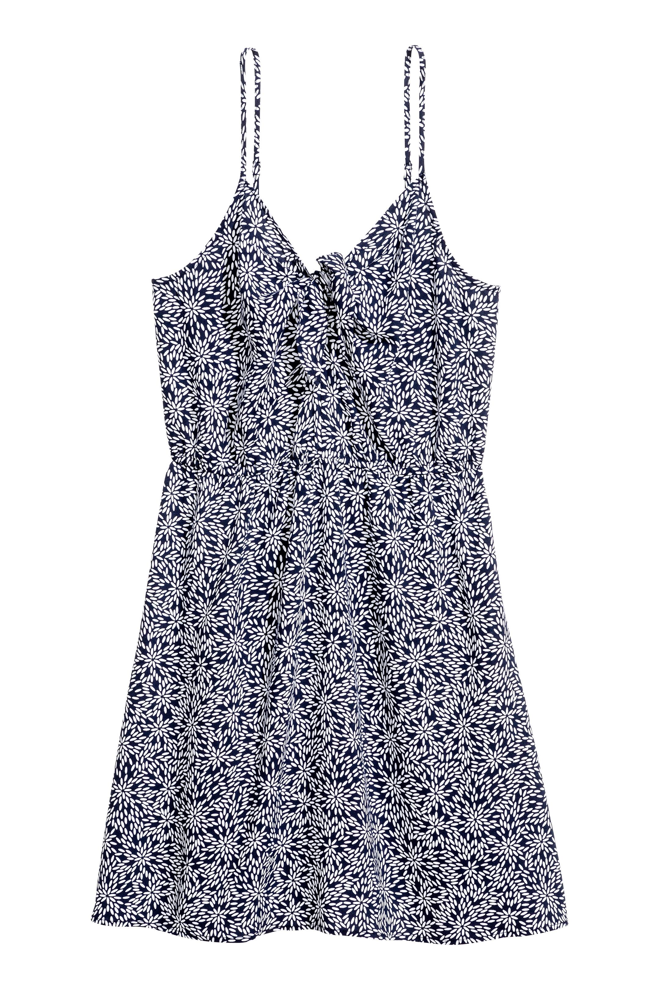 View larger image: Tie-detail dress - Dark blue/Patterned - Ladies | H&M GB 1