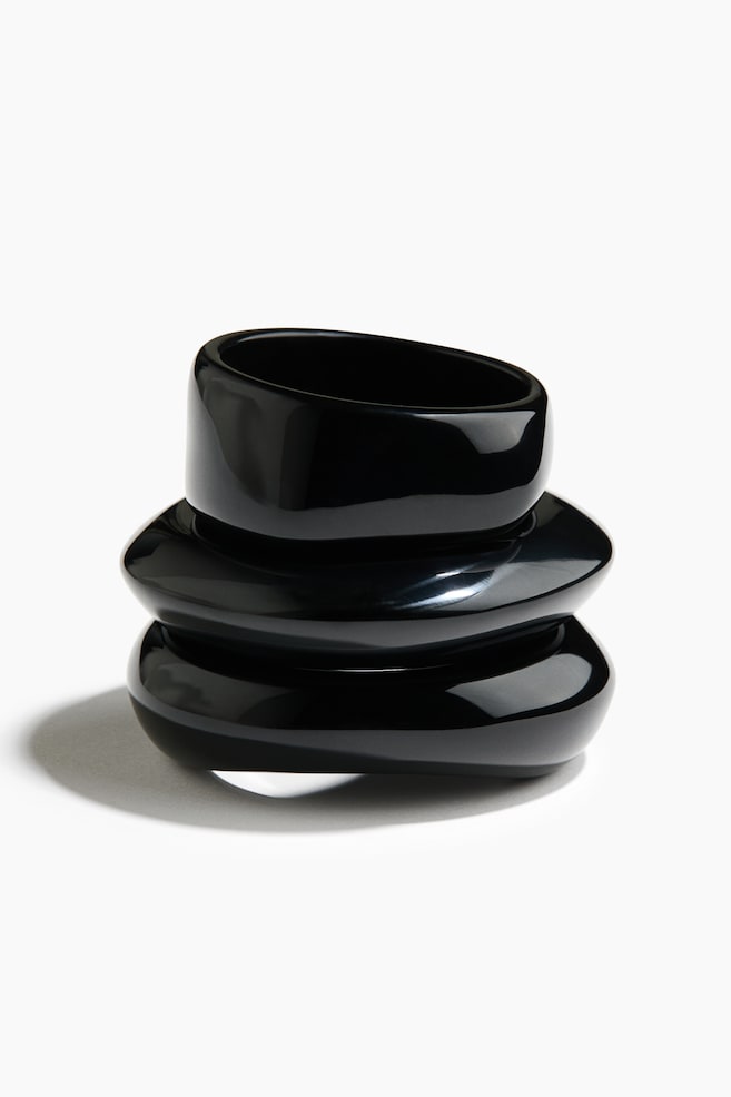 3-Pack Irregular-Shaped Bangles - Black - 1
