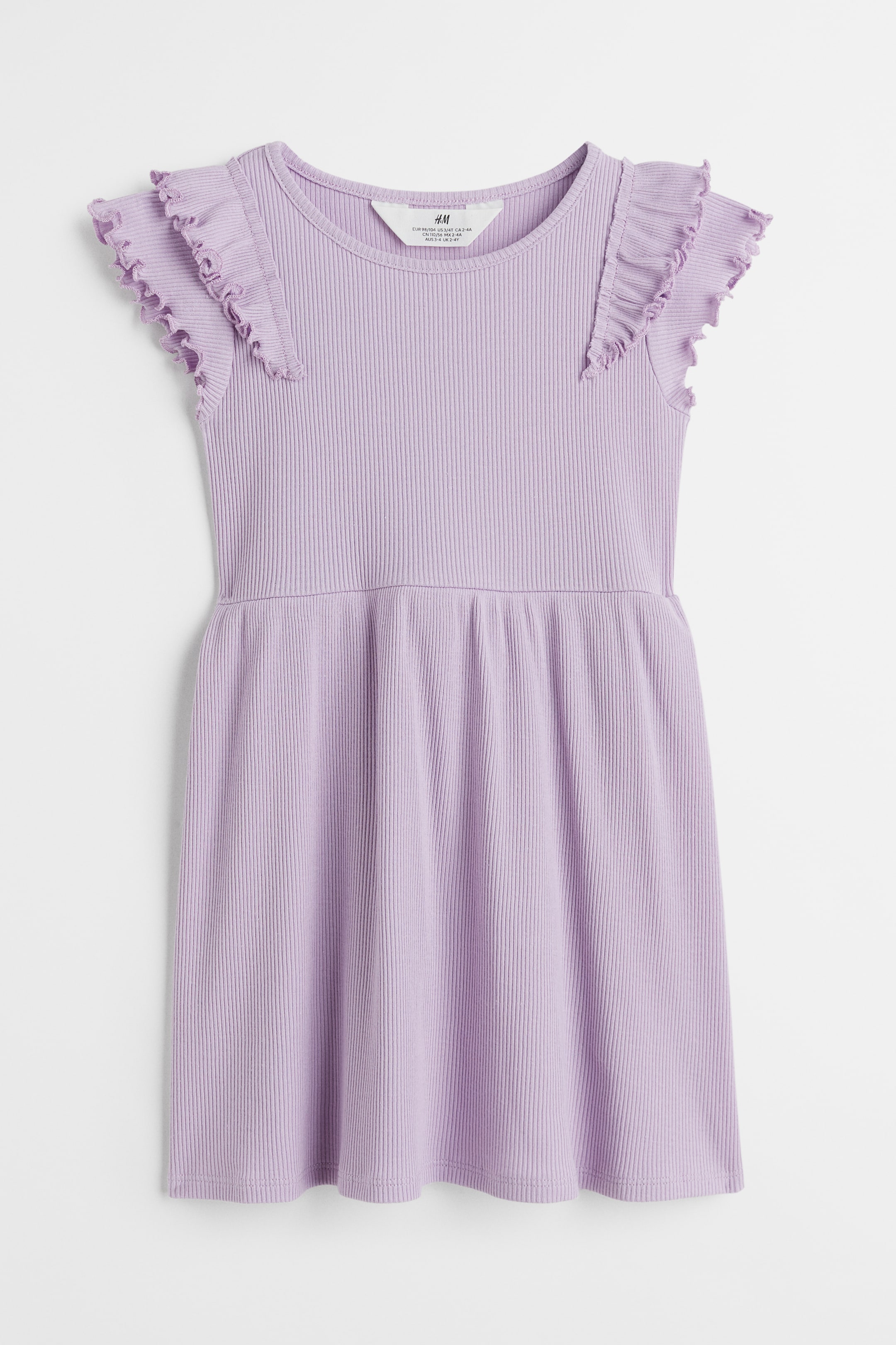 View larger image: Flutter-sleeved cotton dress - Light purple - Kids | H&M IN 1