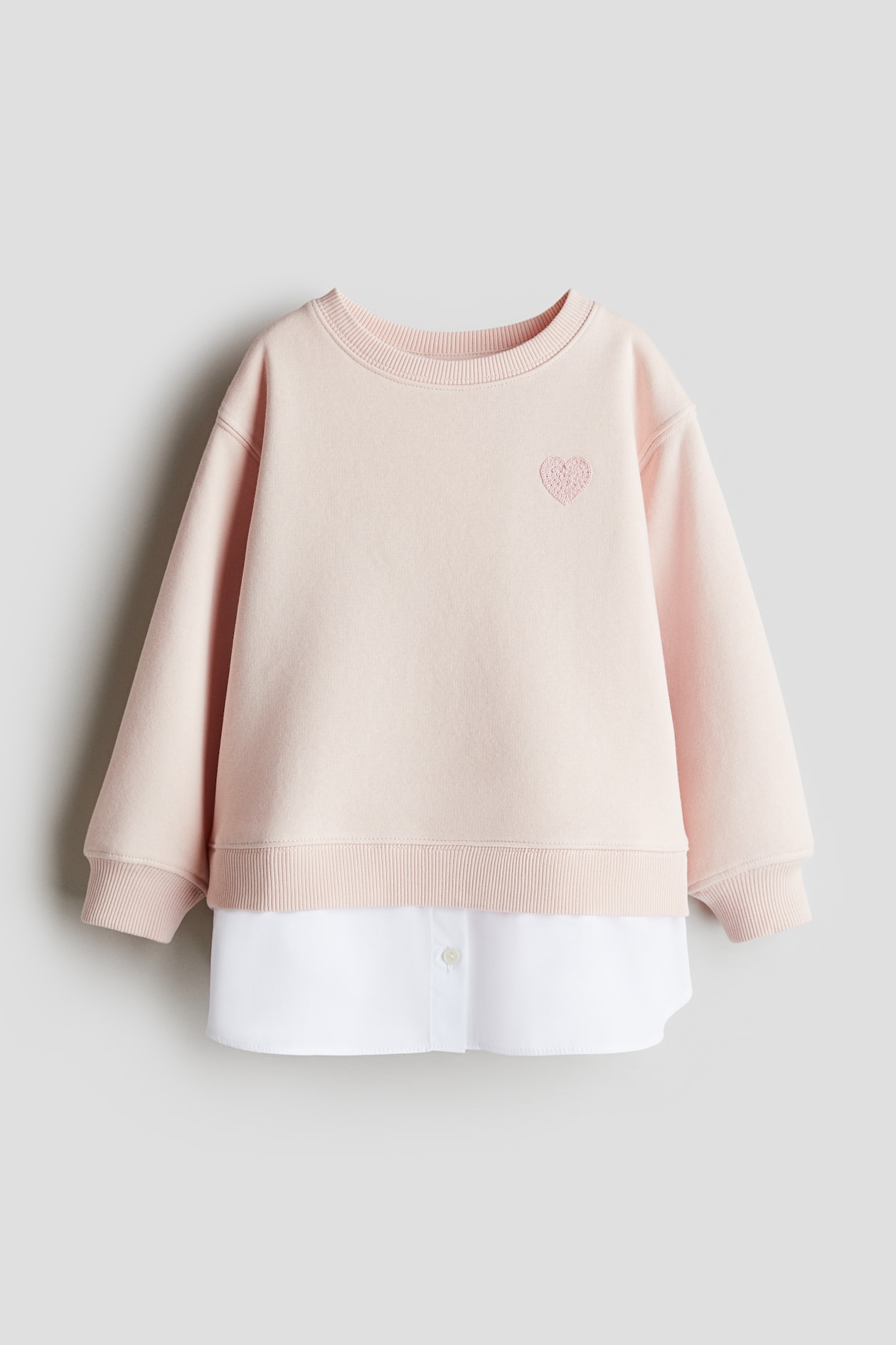 Sweatshirt com sobreposição - Rosa seco claro/Coração - CRIANÇA | H&M PT
