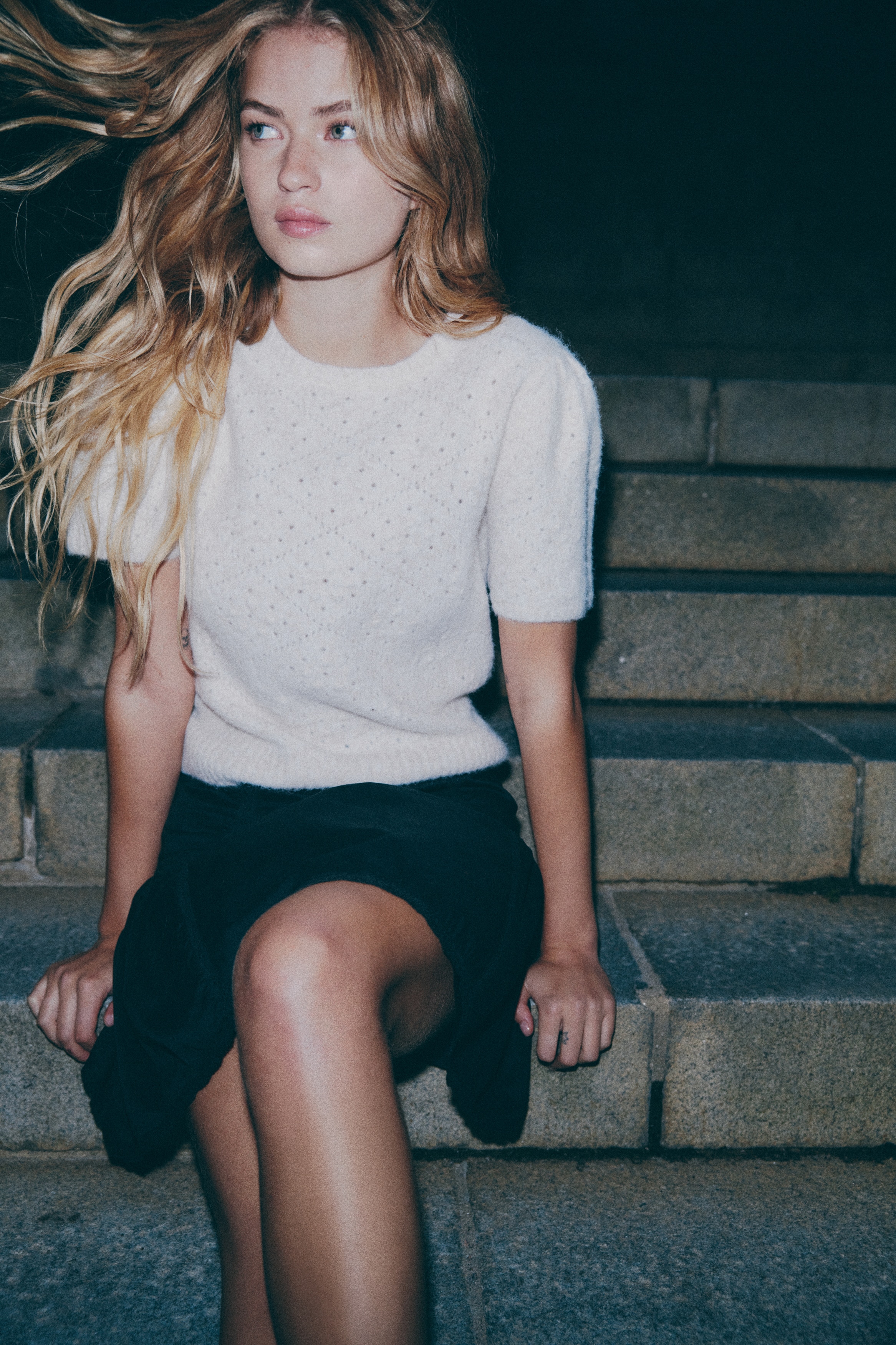 Pointelle-knit top