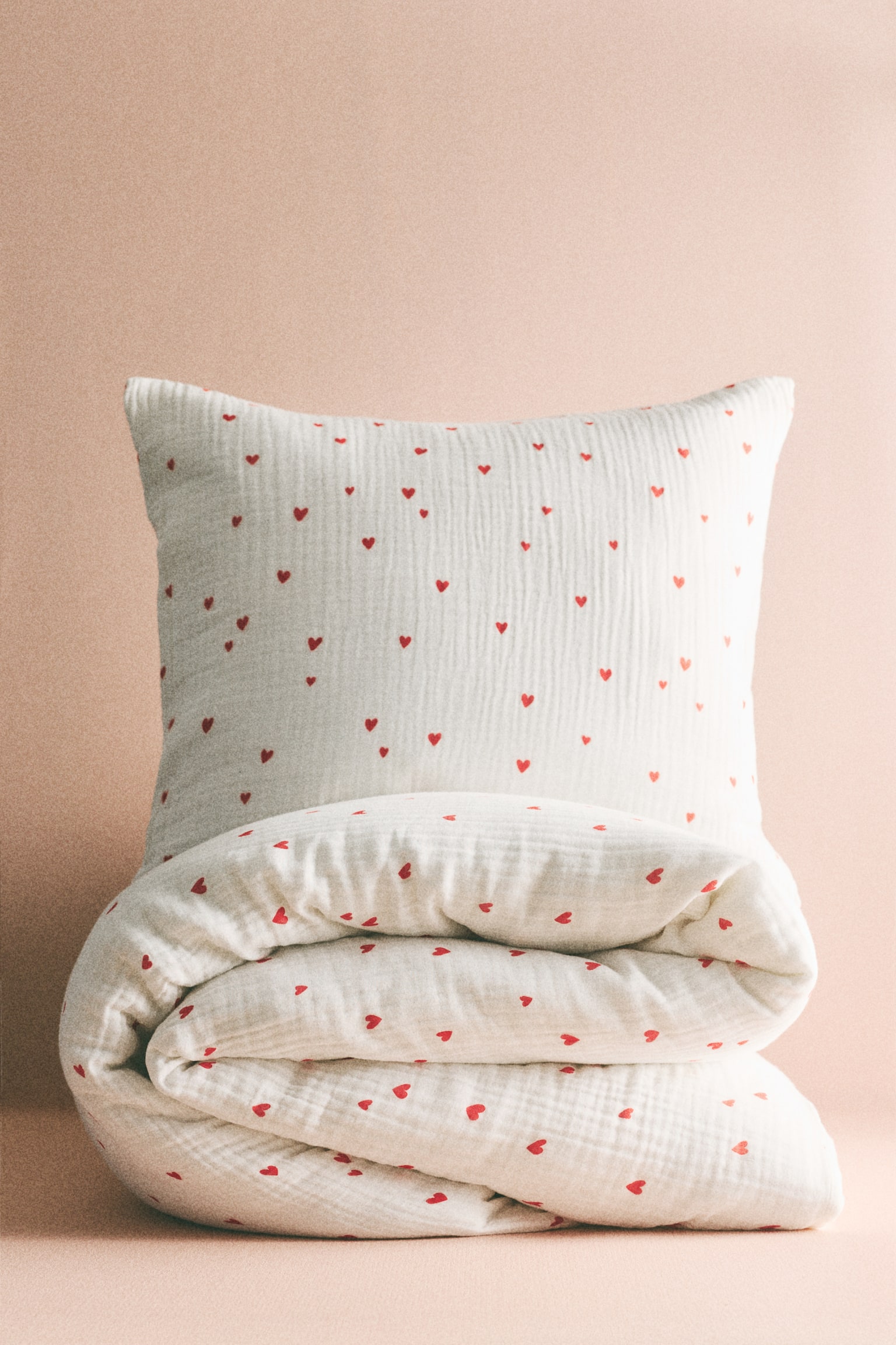 Комплект постільної білизни з мусліну - Білий/сердечка - 2