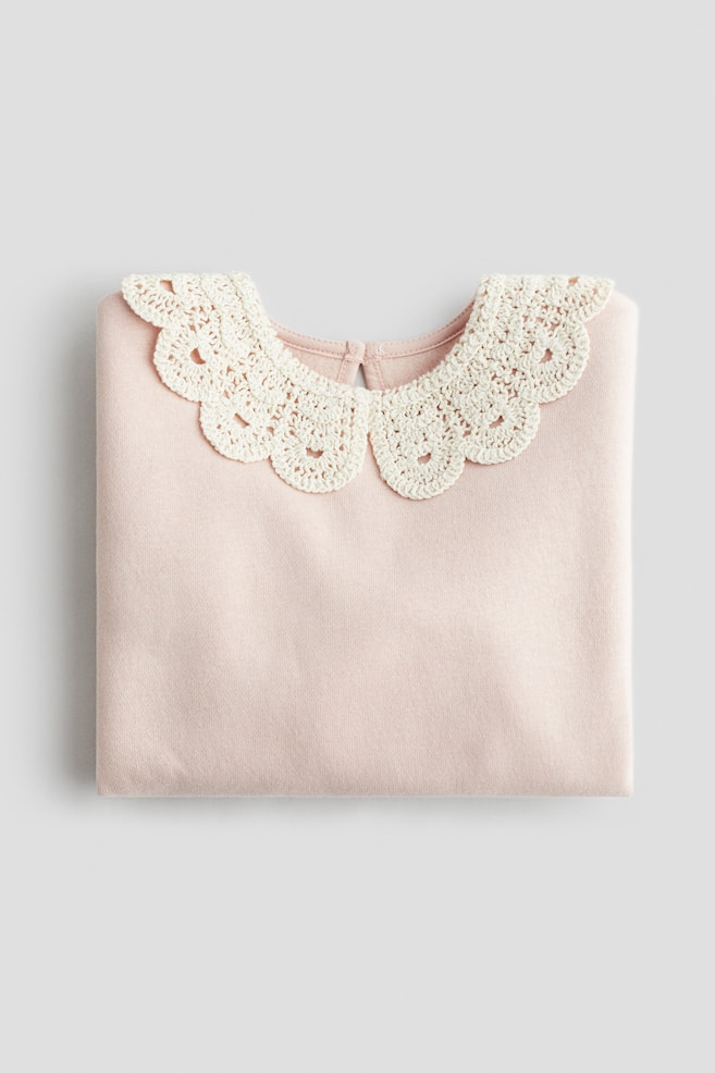 Sweatshirt with Collar-Light pink - 2