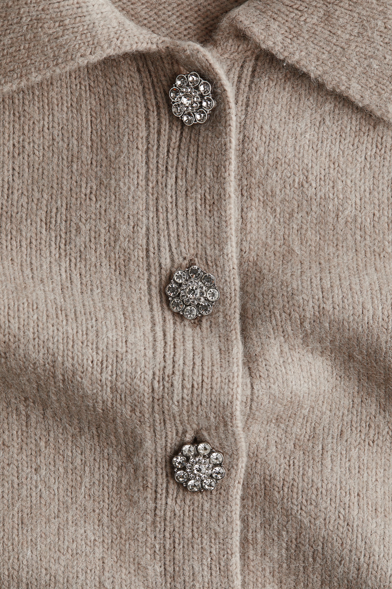 Женский кардиган H&M Short-Sleeved Cardigan with Collar, цвет: Бежевый — фото 6