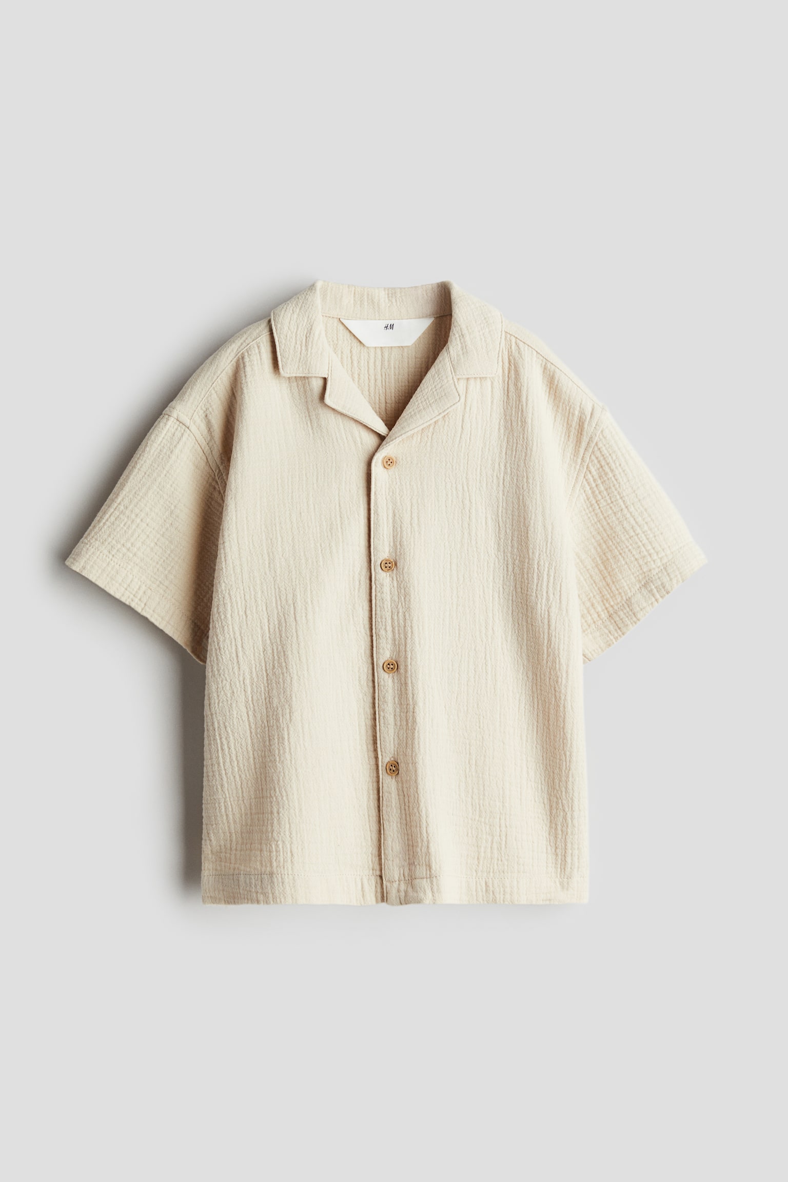 Cotton resort shirt - Beige/White/Checked/Khaki green - 1