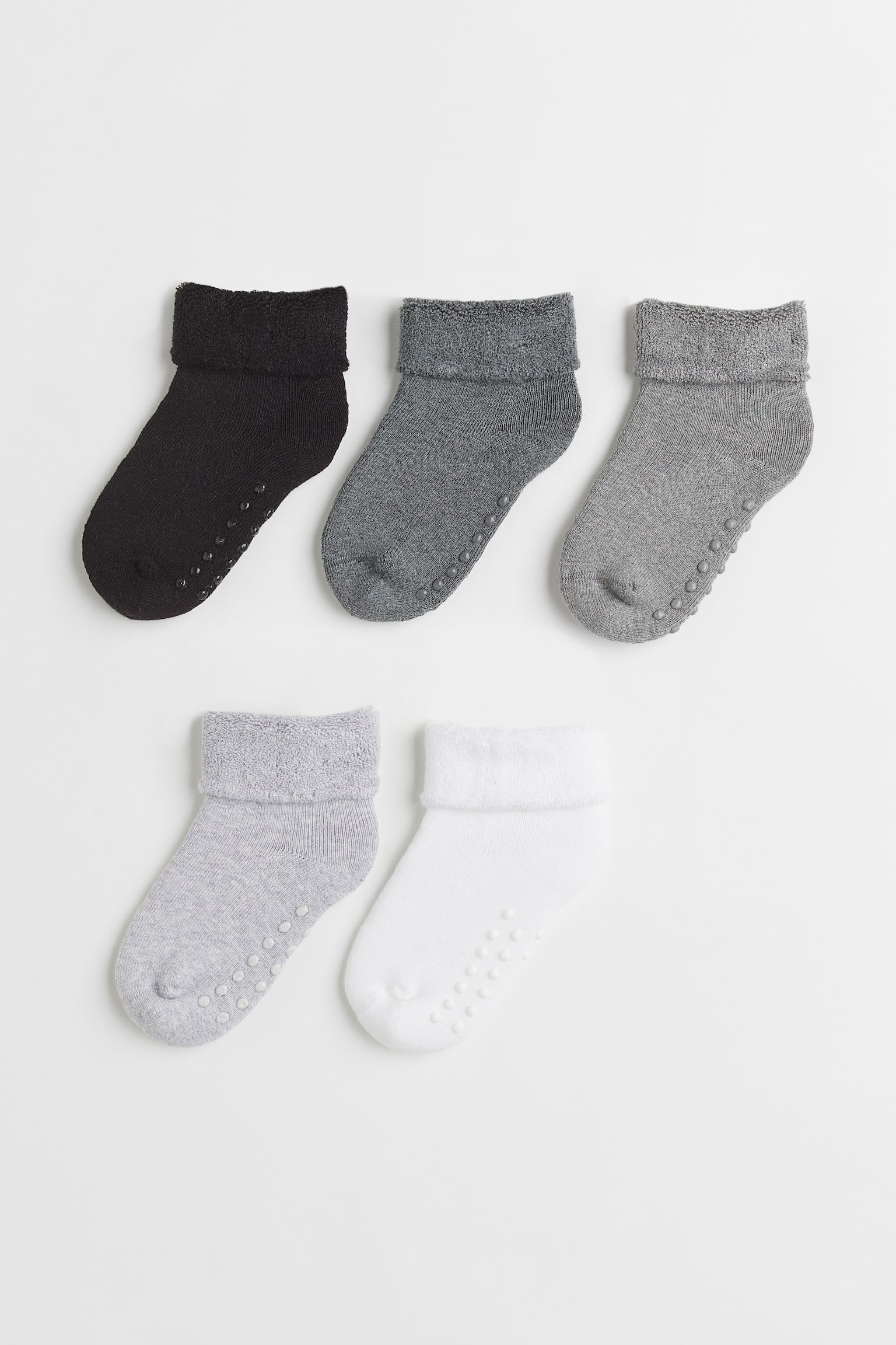 5-pack Anti Slip Socks - Black/Grey/White/Dark turquoise/Brown/Light yellow/Light orange - 1