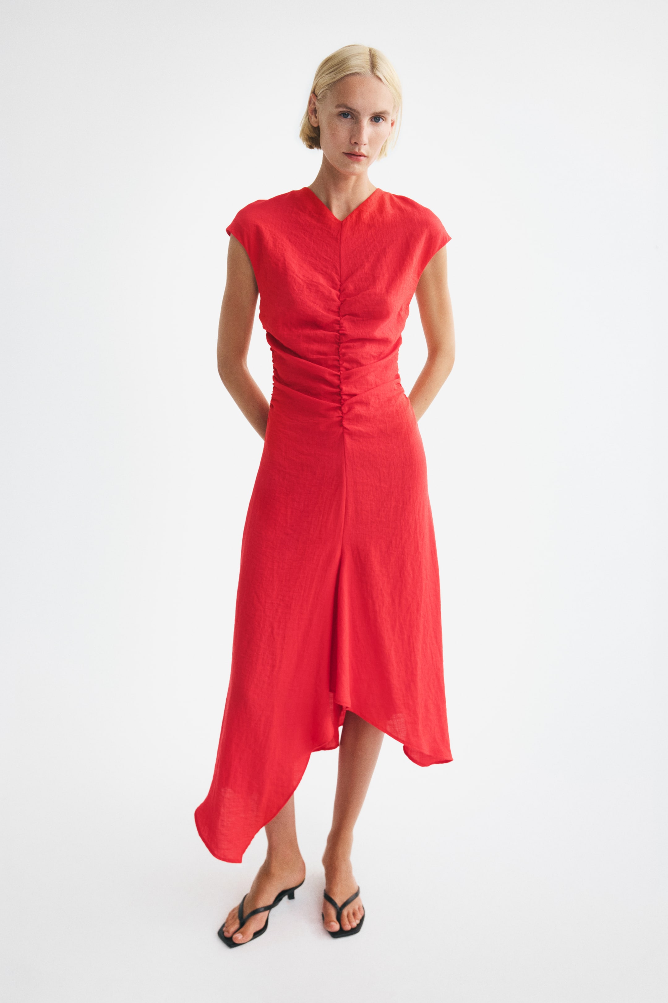 Cap-Sleeved Handkerchief Dress