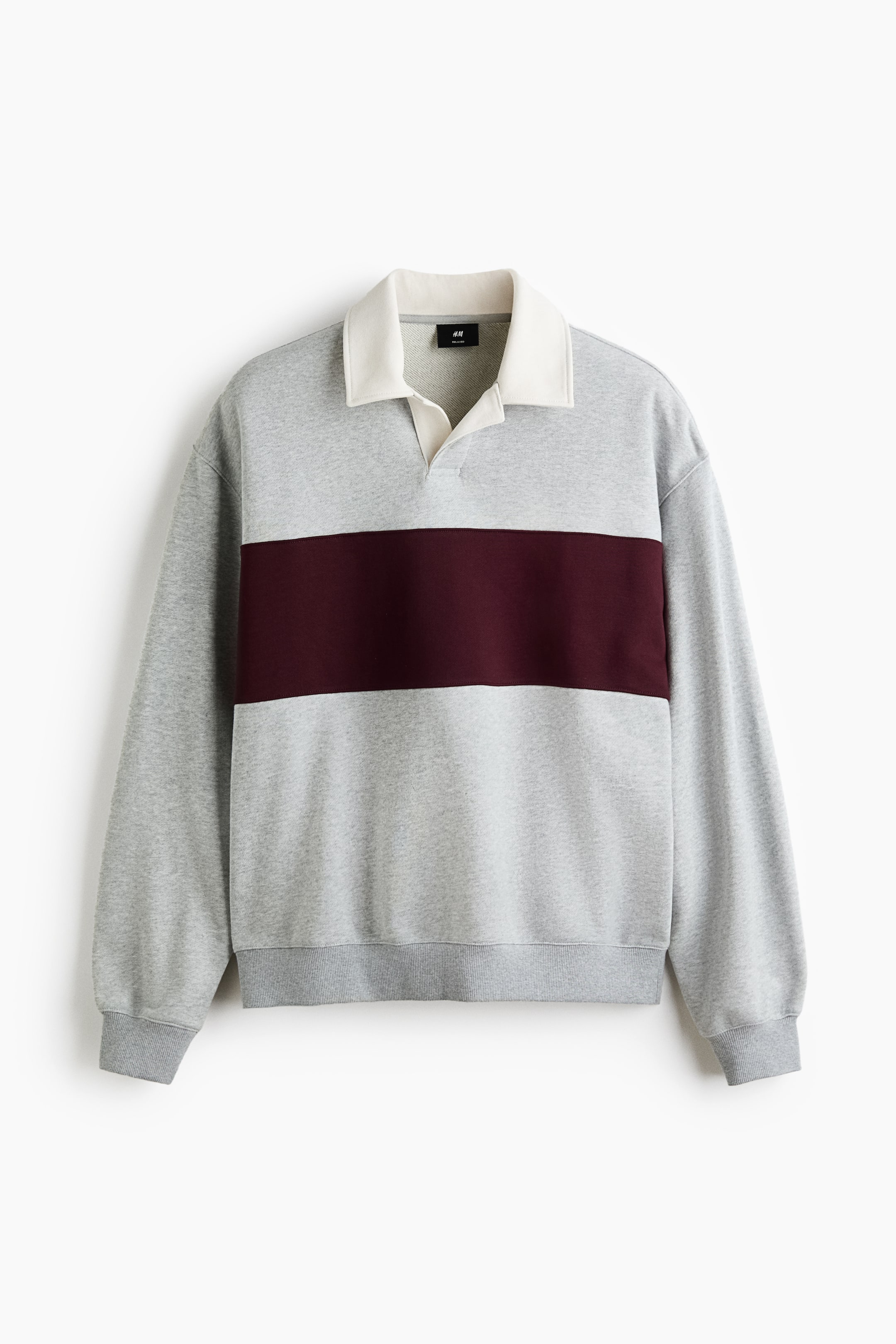 View larger image: Relaxed Fit Colour-blocked rugby shirt - Light grey marl/Colour block - Men | H&M 1