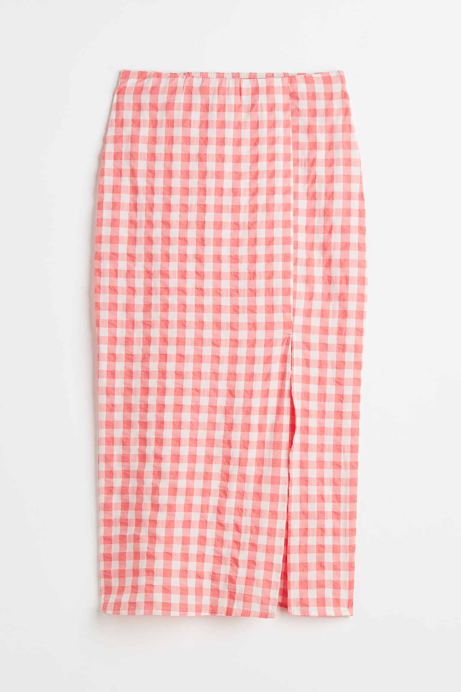 Viscose Blend Crêpe Skirt - Coral/Check/Coral/Floral - 1