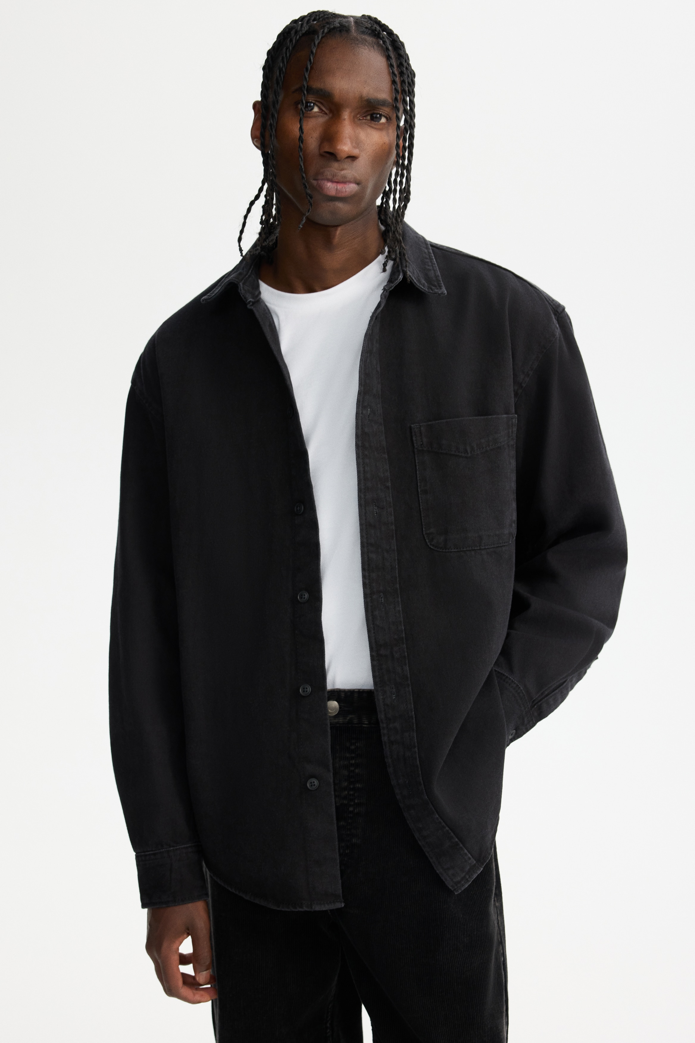 H & M - ルーズフィット デニムシャツ - ブラック H & M - ルーズフィット デニムシャツ - ブラック