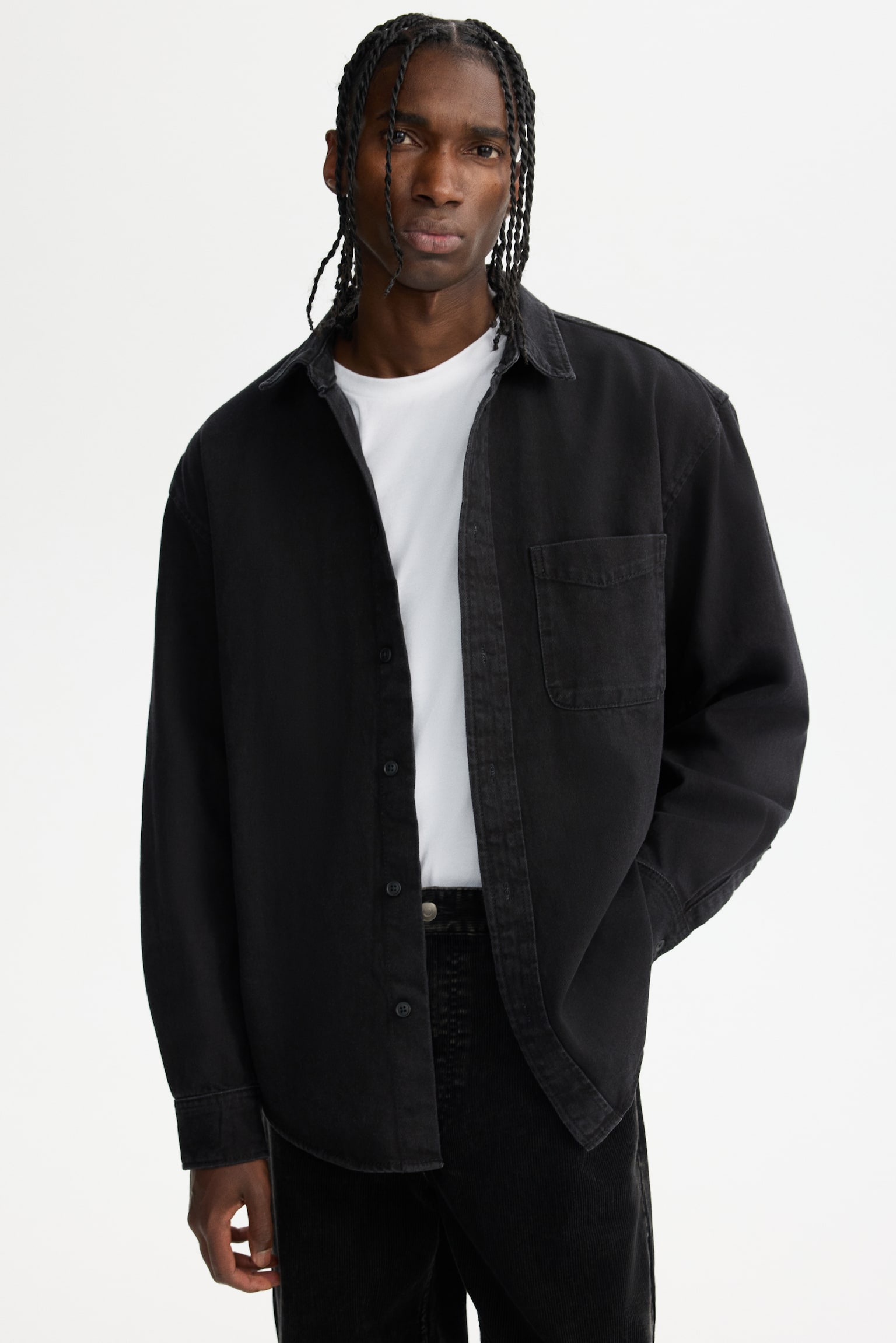 Loose Fit Denim ing - Fekete/Sötét farmerkék/Középkék - 2