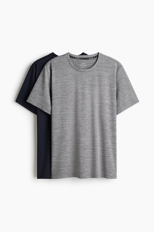 2-Pack Sports T-Shirts with DryMove™ - Gray melange/navy blue - 1