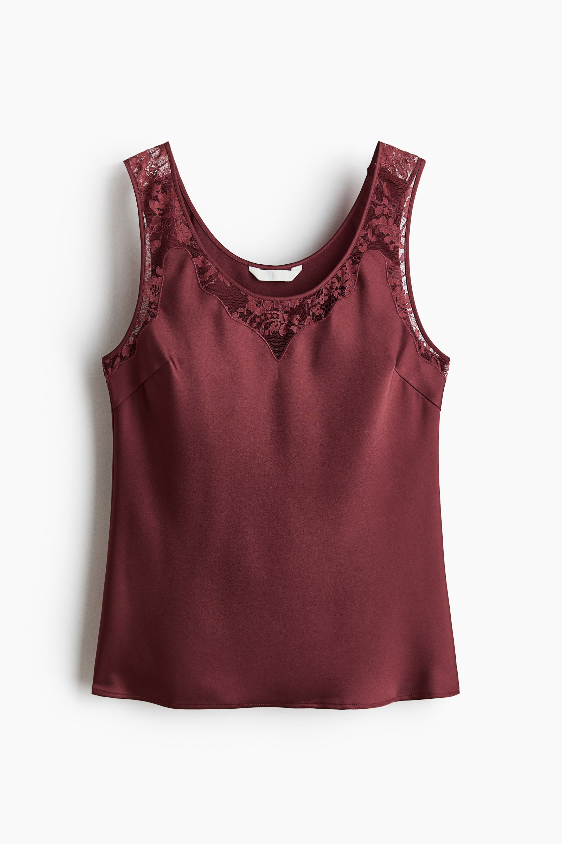 Lace-Inset Satin Top