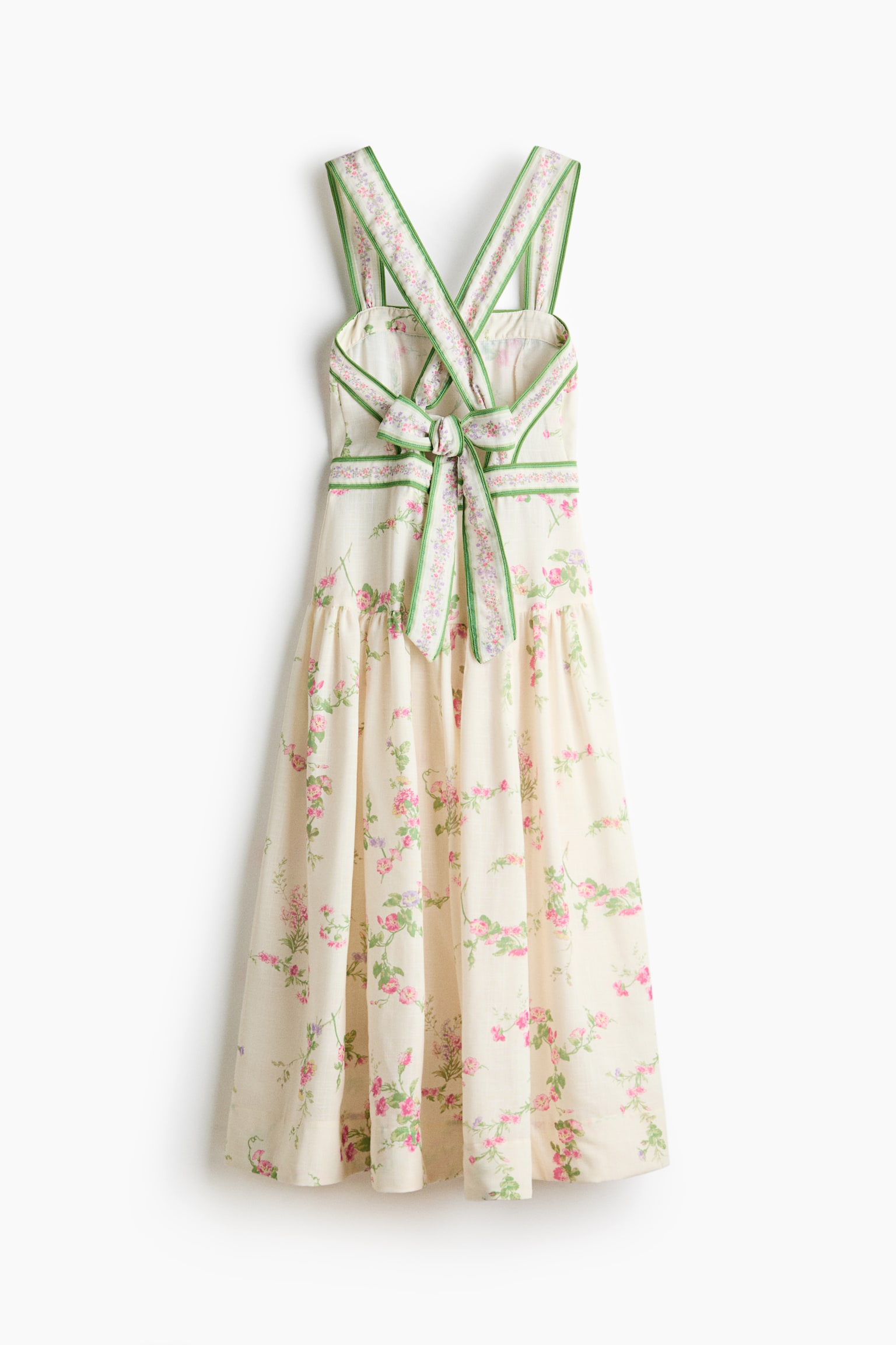 Tie-detail dress - Cream/Floral/Dark blue/Patterned/Cream/Floral - 3