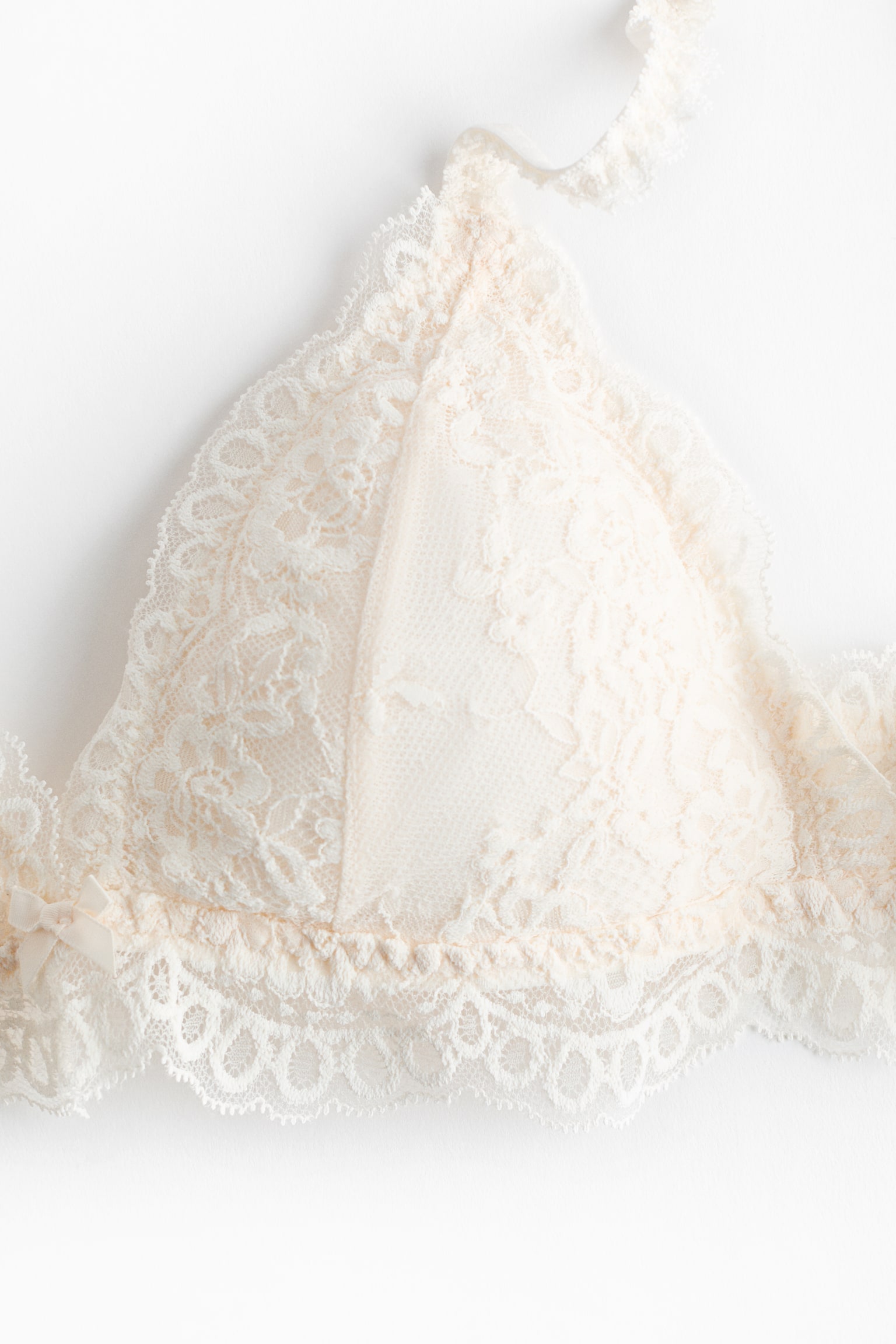 Padded soft lace bra - Cream - 3