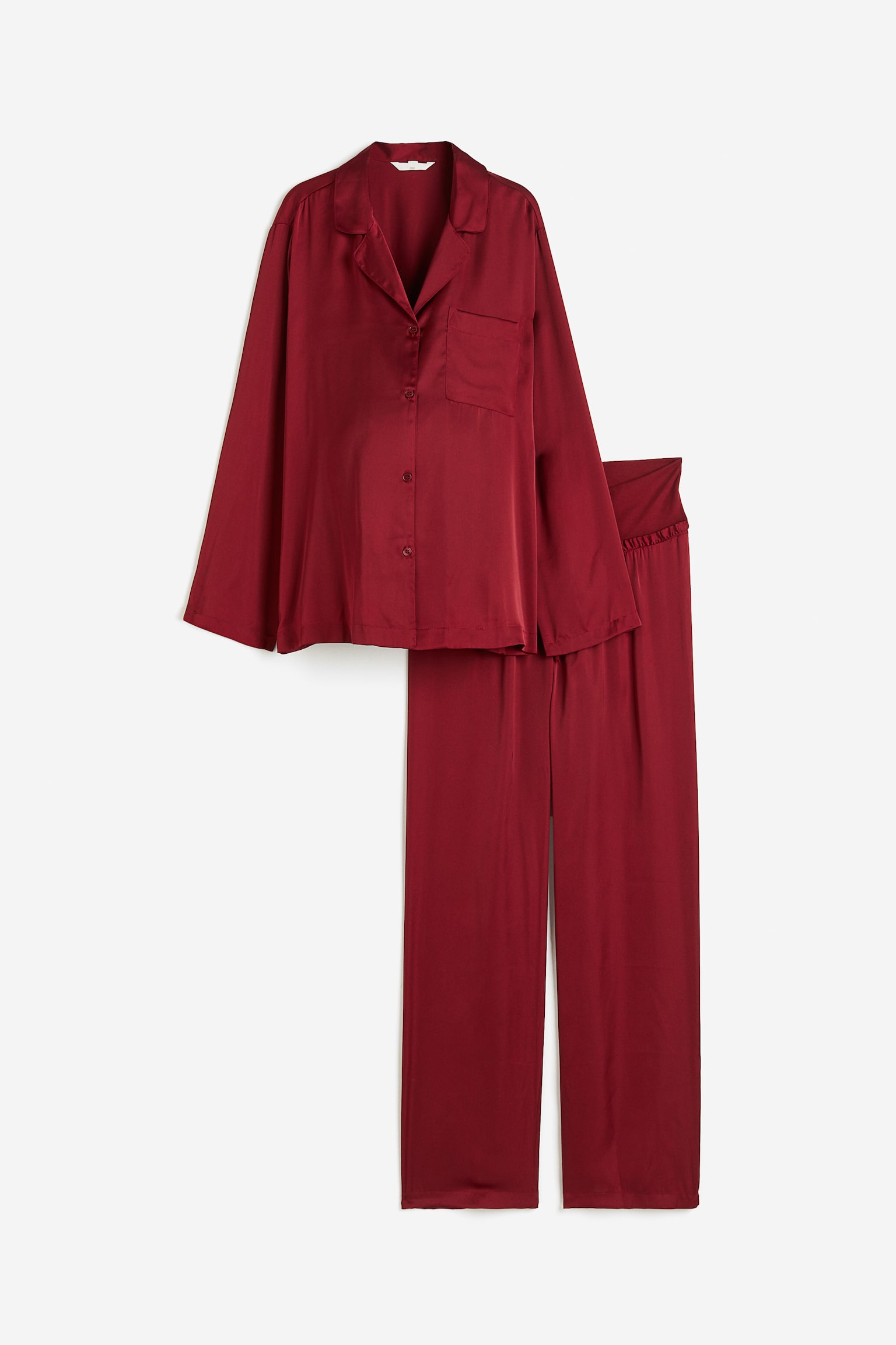 MAMA Pyjama Shirt & Pants Set - Dark red - 1