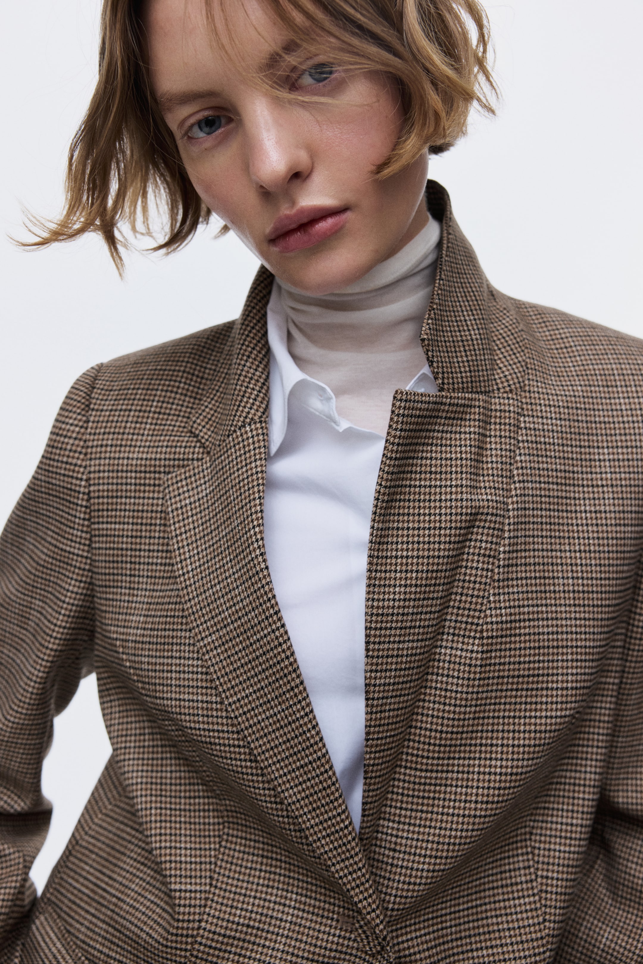 View larger image: Single-breasted blazer - Beige/Dogtooth pattern - Ladies | H&M IN 1