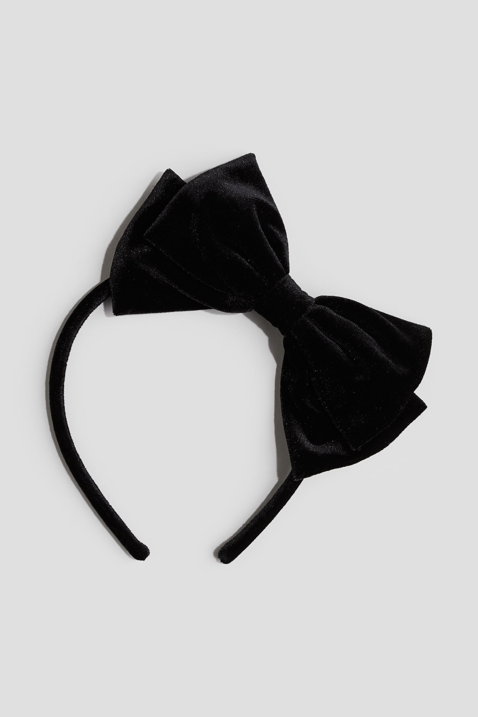 Velour-bow Alice band - Black/Red - 1