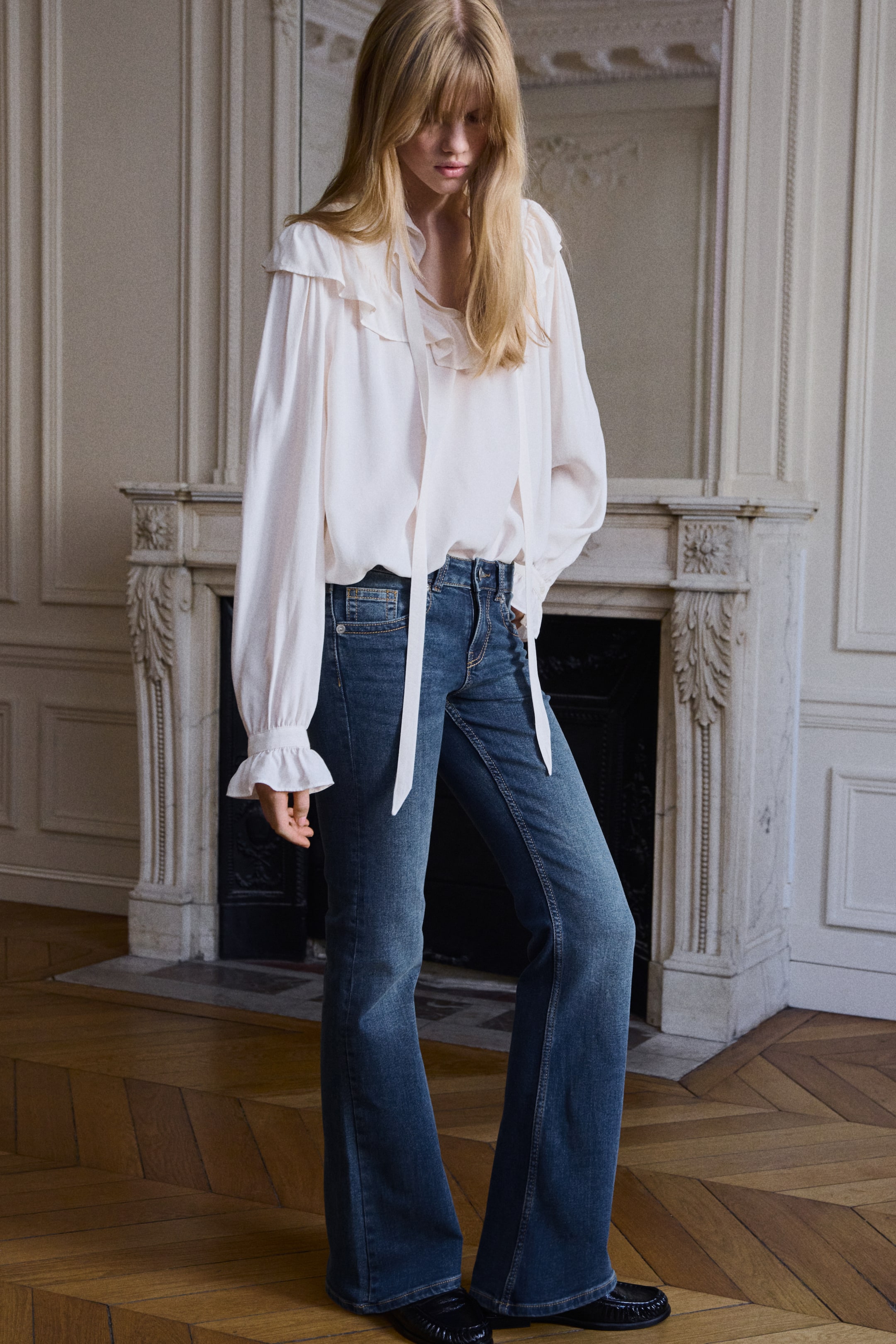 View larger image: Flared Low Jeans - Dark denim blue - Ladies | H&M US 1