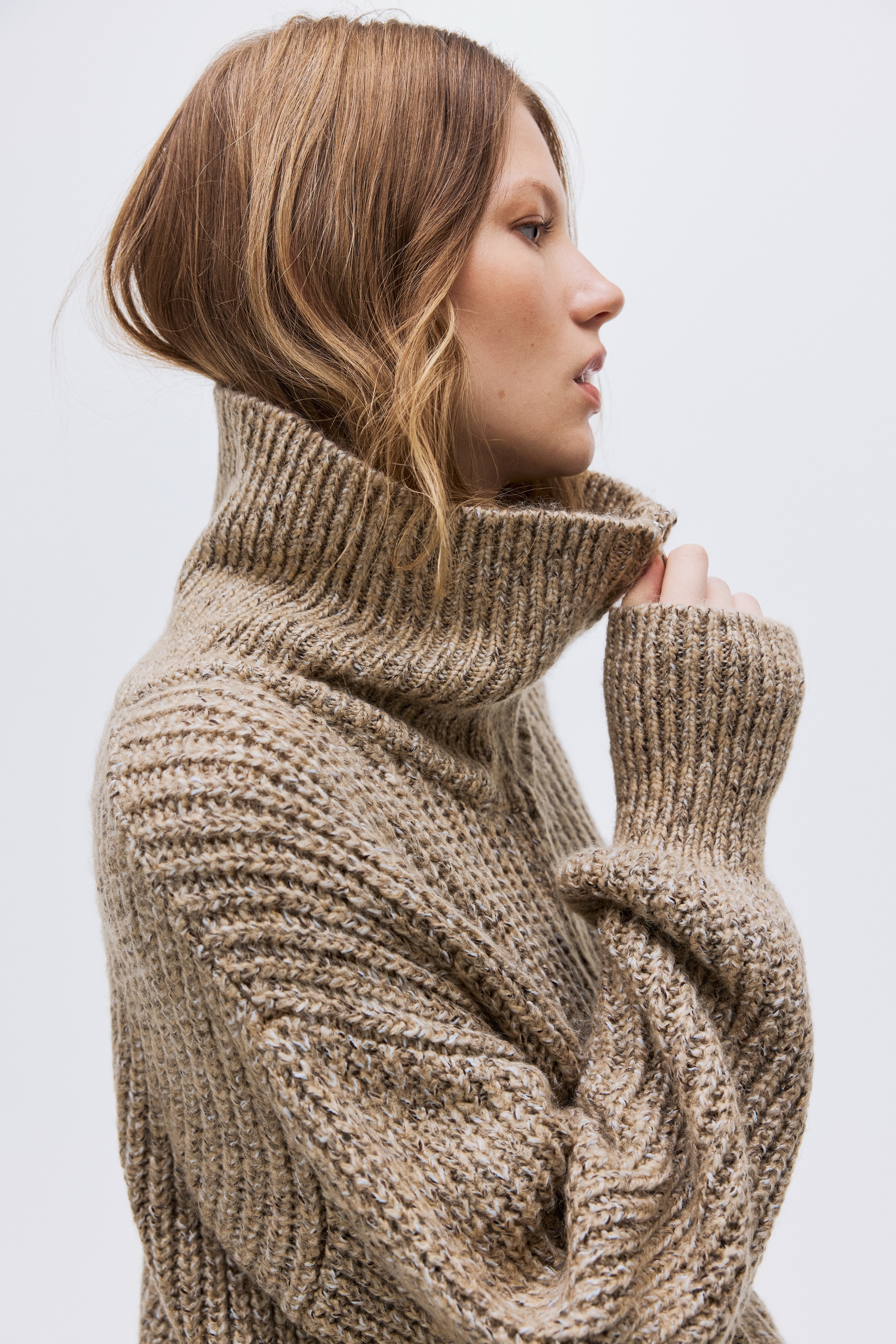 Rib-Knit Cardigan with Zipper - Beige melange - Ladies | H&M US