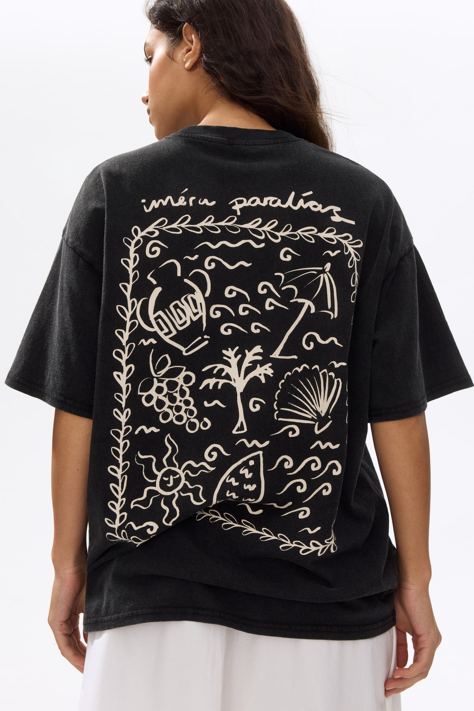 Oversized print-motif T-shirt - Black/Iméra Paralías/Pink/Sunset/White/Butter/White/La Dolce Vita/Cream/Taormina Sicily/Light beige/Macchiato/White/Light yellow/Sun/Dark grey/Espresso/White/Dunas Cantoras - 2
