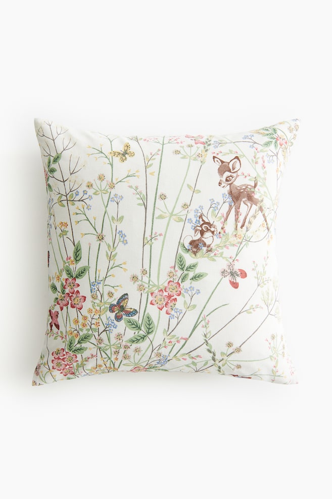 Patterned cotton cushion cover - White/Bambi/Pink/Bambi - 1