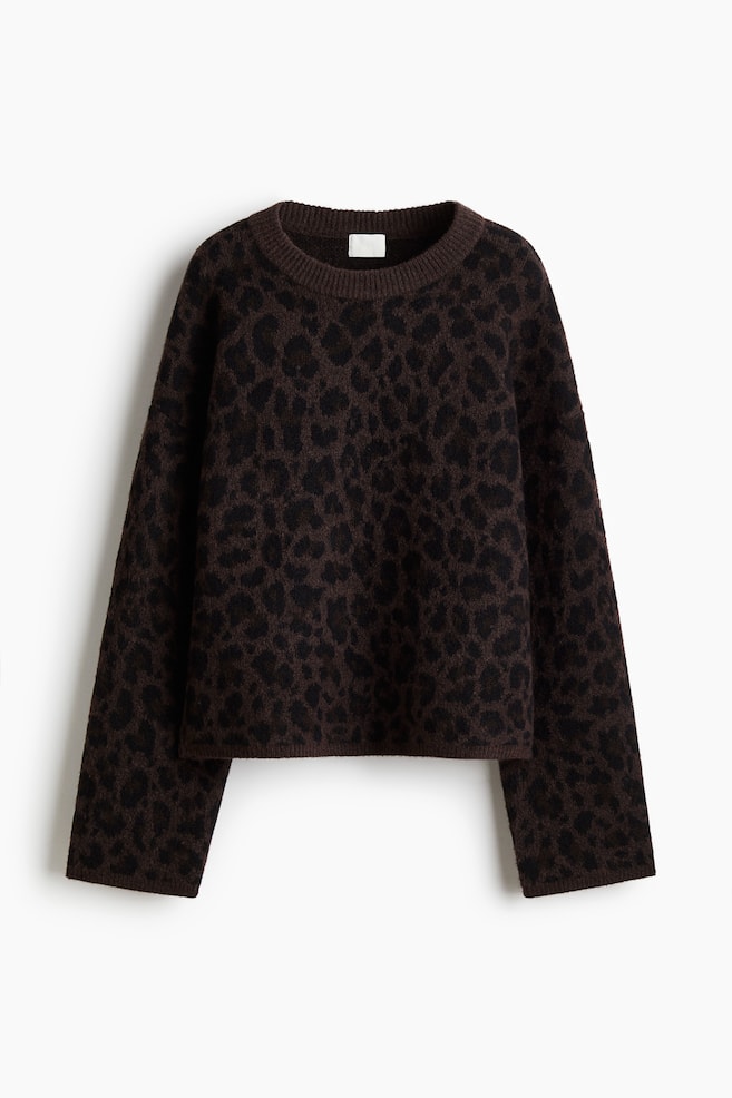 Pullover in maglia jacquard - Marrone scuro/leopardato/Grigio/leopardato - 1