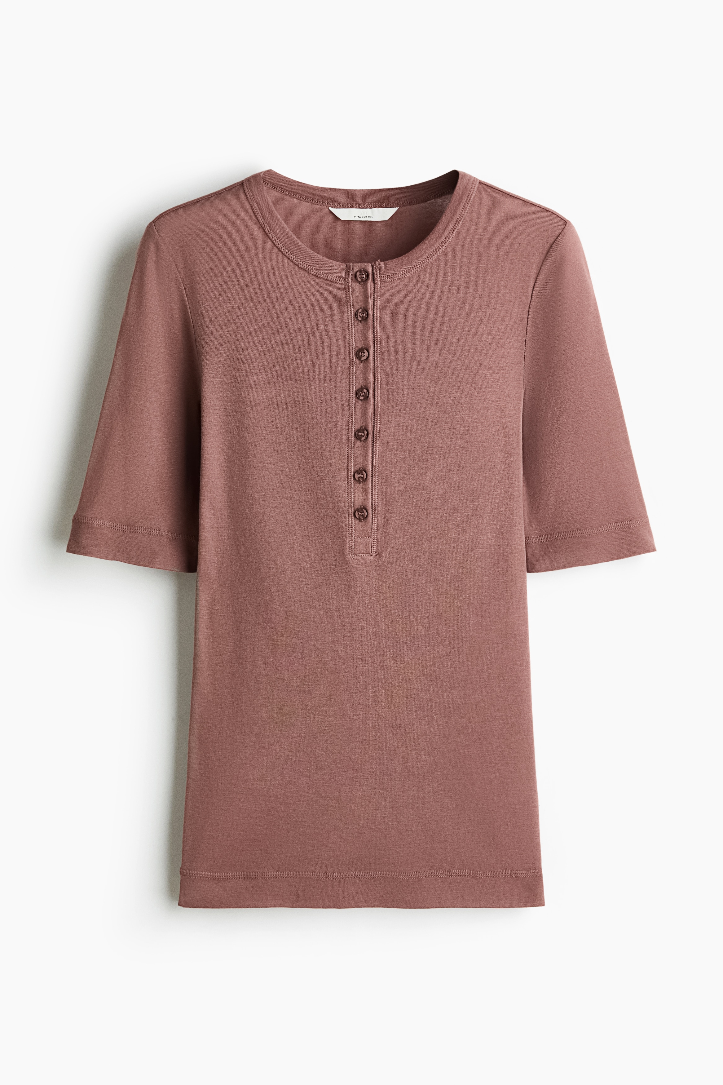 Pima Cotton Top - Dark dusty pink/Dark brown/Light beige