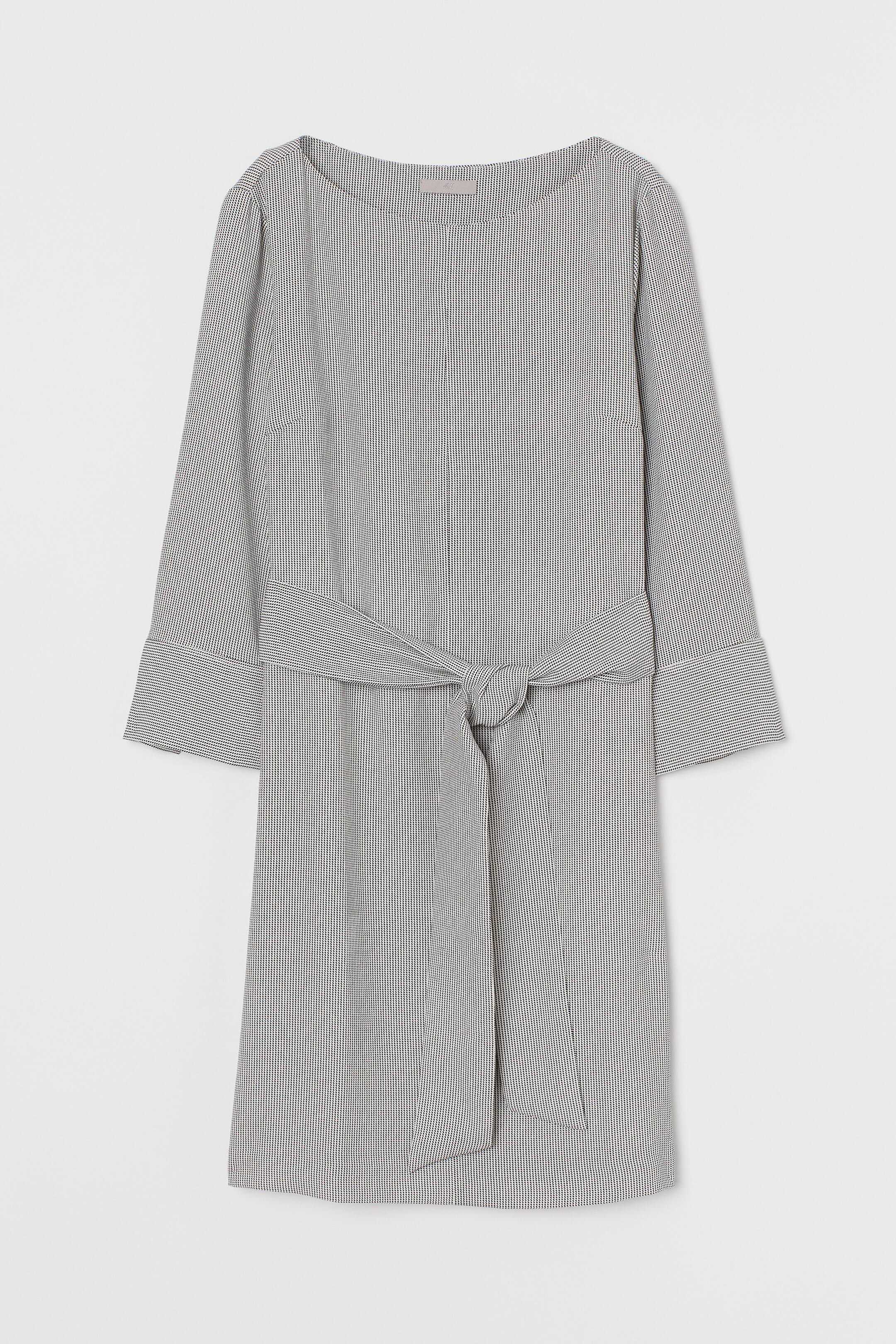 View larger image: Boat-neck dress - White/Black patterned - Ladies | H&M 1