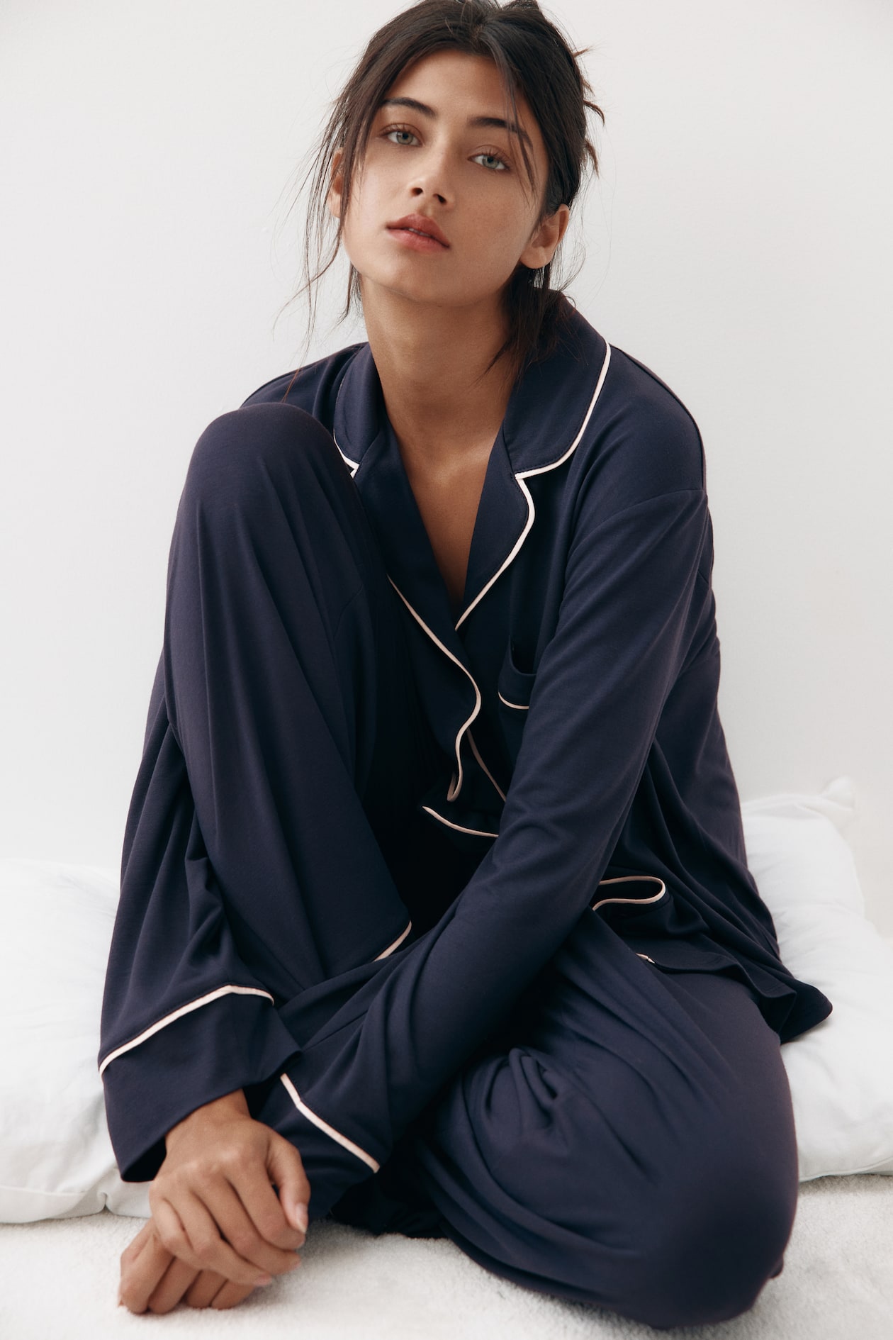 Viscose-Blend Pajamas - Navy blue - Ladies | H&M US