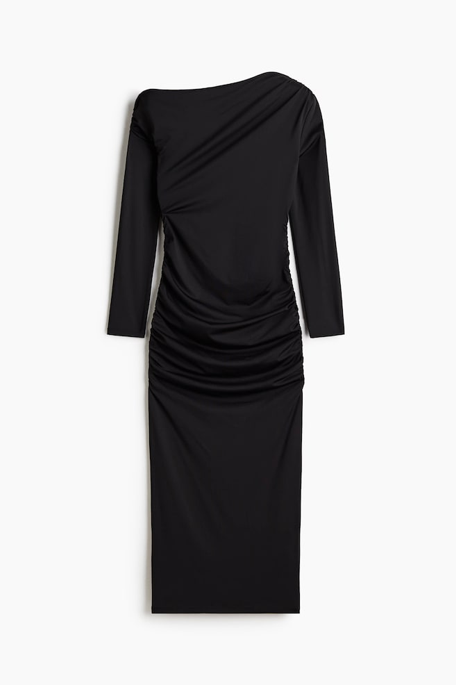 Drapert one shoulder-kjole - Sort - 1