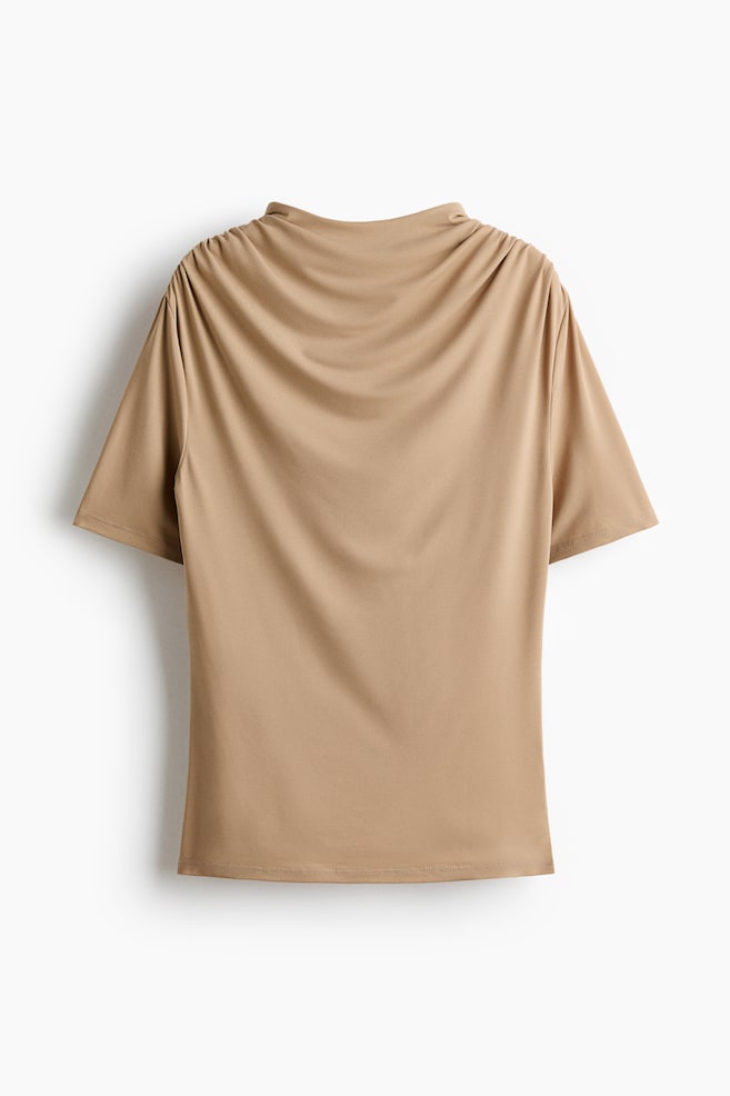 Draped Jersey Top - Beige/Navy blue - 1